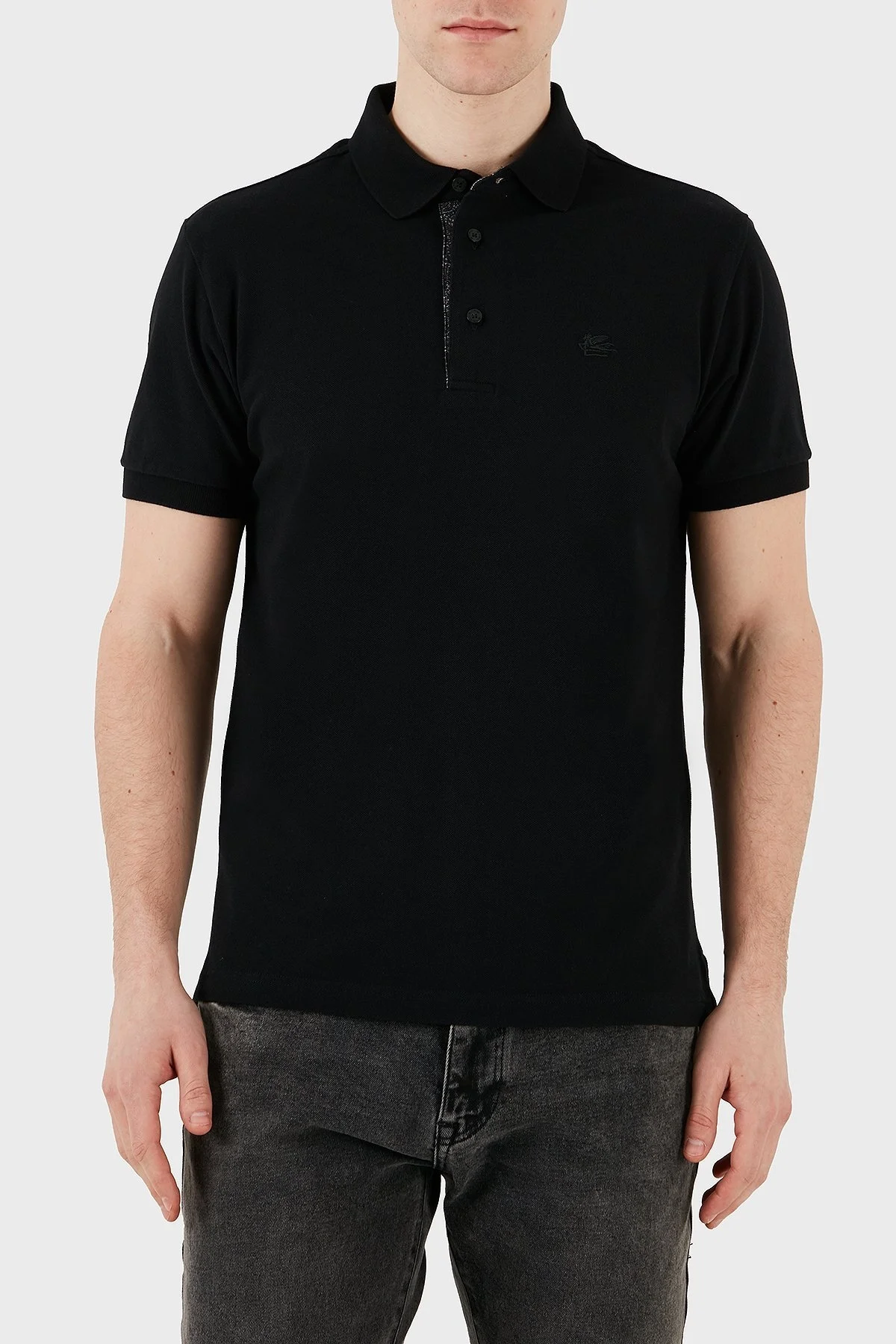Etro % 100 Pamuk Regular Fit Düğmeli Erkek Polo Yaka T Shirt MRMD0005 AC274 N0000 SİYAH - 4
