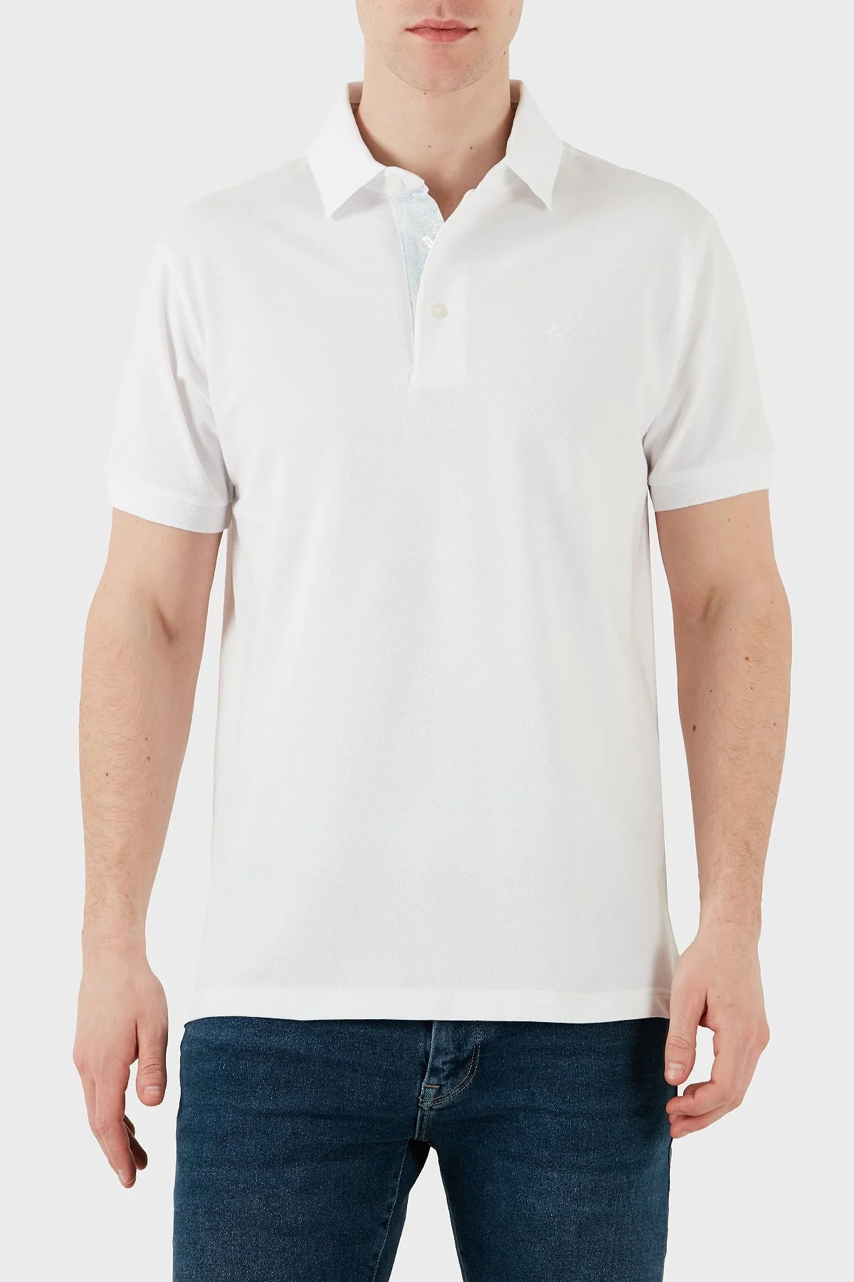 Etro % 100 Pamuk Regular Fit Düğmeli Erkek Polo Yaka T Shirt MRMD0005 AC274 W0800 BEYAZ - 10