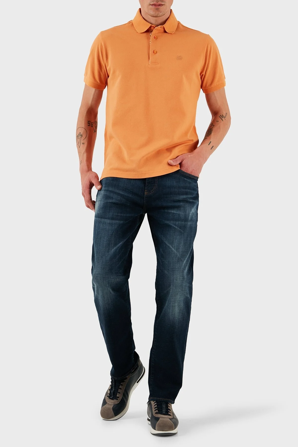 Etro % 100 Pamuk Regular Fit Düğmeli Erkek Polo Yaka T Shirt MRMD0005 AJ264 A0932 TURUNCU - 8