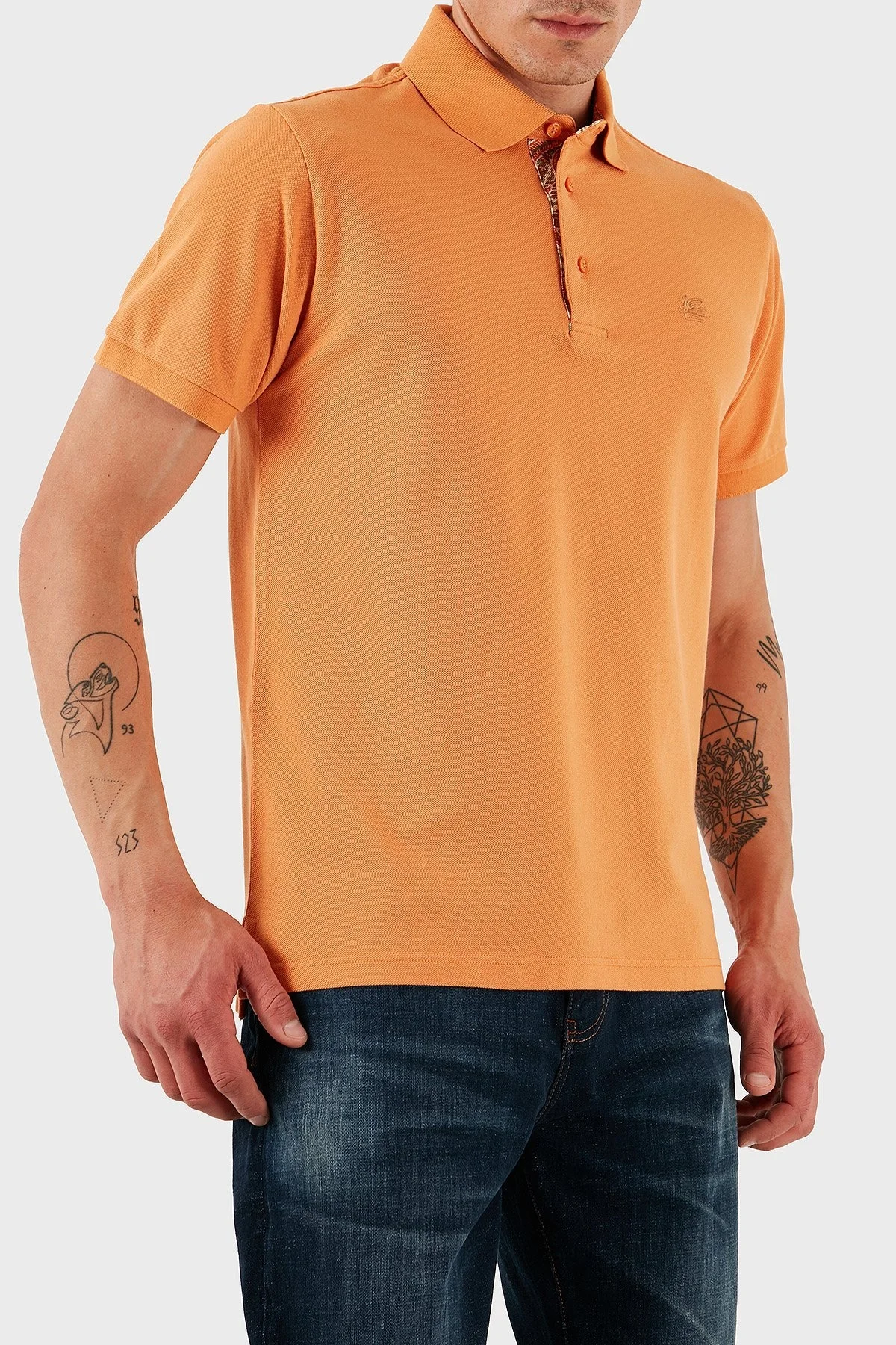 Etro % 100 Pamuk Regular Fit Düğmeli Erkek Polo Yaka T Shirt MRMD0005 AJ264 A0932 TURUNCU - 10