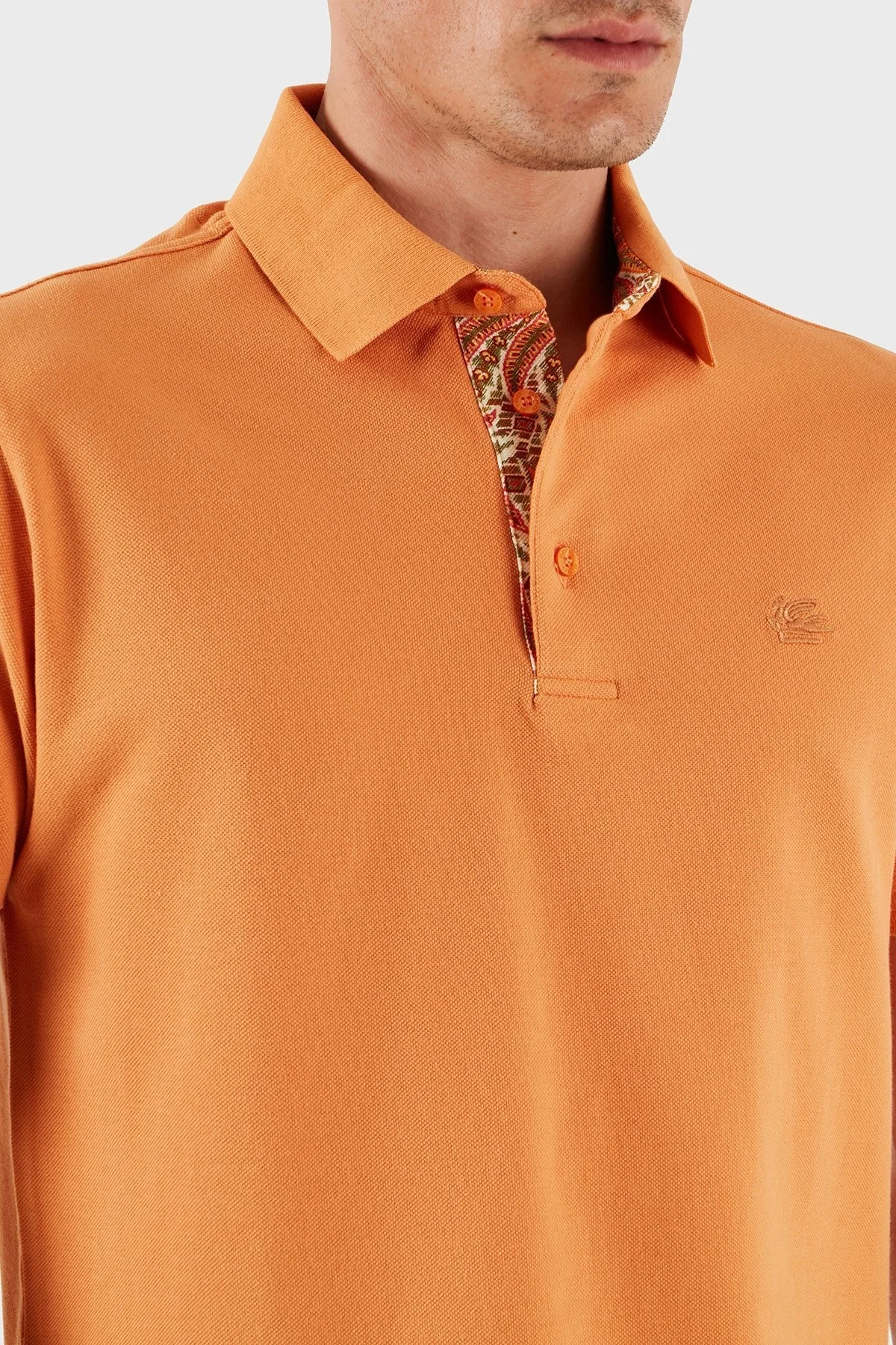 Etro % 100 Pamuk Regular Fit Düğmeli Erkek Polo Yaka T Shirt MRMD0005 AJ264 A0932 TURUNCU - 12