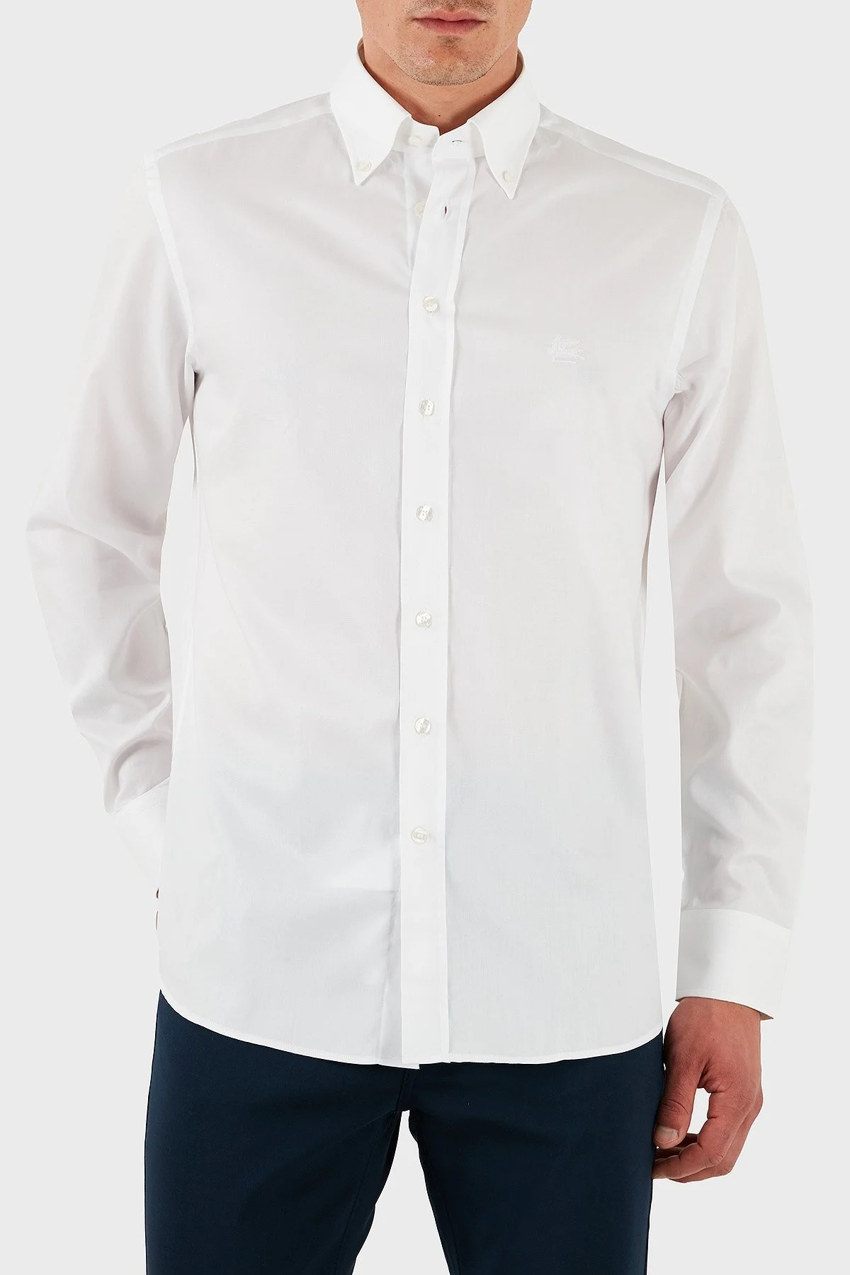 Etro % 100 Pamuk Regular Fit Düğmeli Yaka Erkek Gömlek MRIB0004 AV605 W0800 BEYAZ - 6