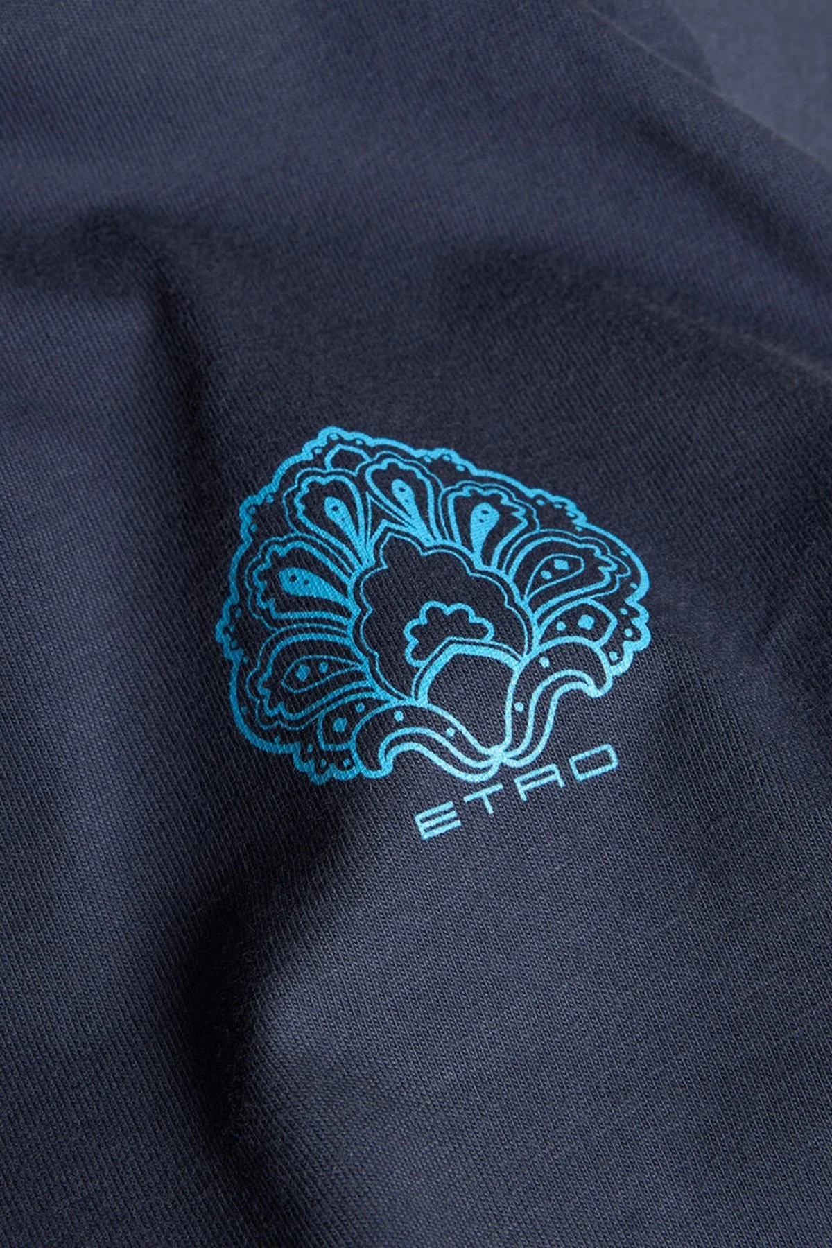 Etro % 100 Pamuk Regular Fit Logo Baskılı Erkek T Shirt MRMA0002 AK604 B3681 LACİVERT - 10