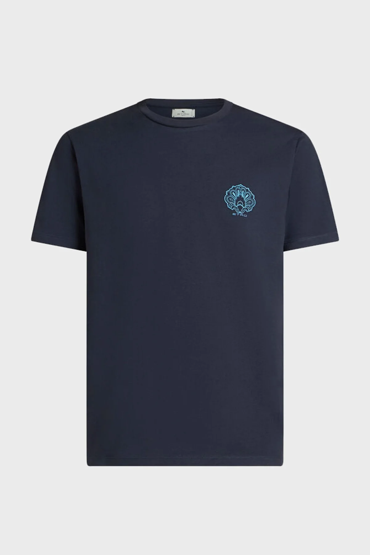 Etro % 100 Pamuk Regular Fit Logo Baskılı Erkek T Shirt MRMA0002 AK604 B3681 LACİVERT - 11