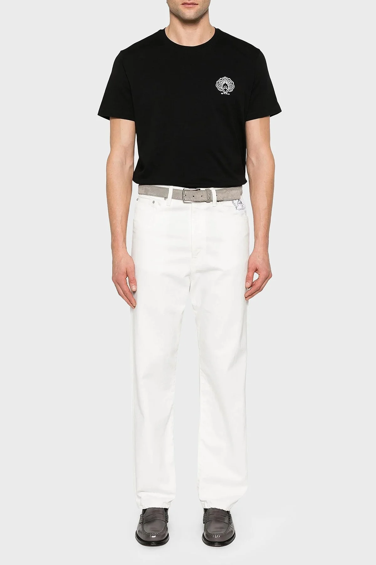 Etro % 100 Pamuk Regular Fit Logo Baskılı Erkek T Shirt MRMA0002 AK604 N0000 SİYAH - 5