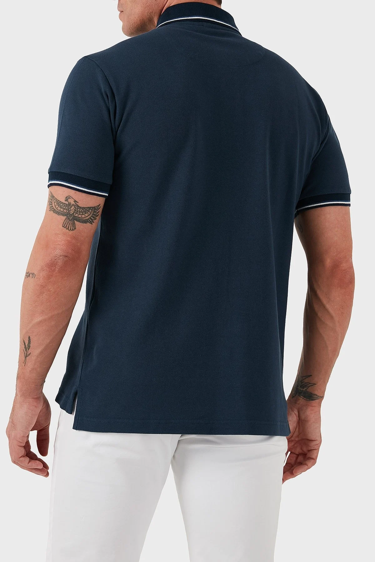 Etro % 100 Pamuk Regular Fit Şerit Detaylı Düğmeli Erkek Polo Yaka T Shirt MRMD0016 AJ266 B3681 LACİVERT - 9