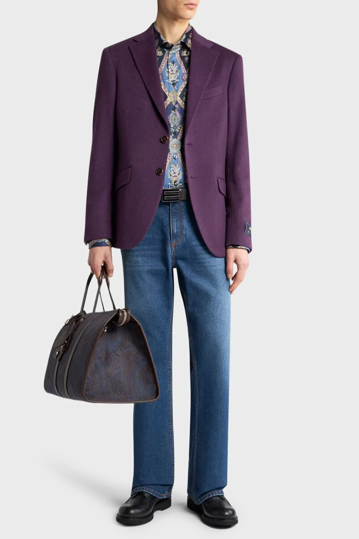 Etro Desenli % 100 Pamuk Regular Fit Kent Yaka Saten Erkek Gömlek MRIB0001 99SA5L4 X0883 LACİVERT - 2