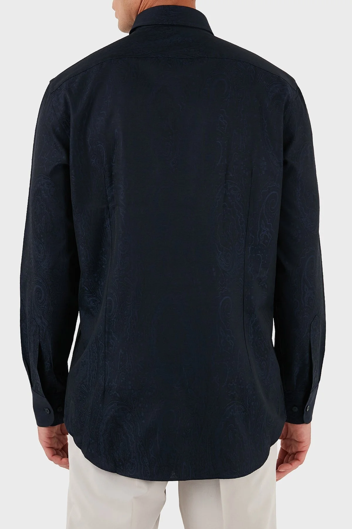 Etro Jakarlı % 100 Pamuk Regular Fit Düğmeli Yaka Erkek Gömlek MRIB0004 AQ043 B0065 LACİVERT - 2