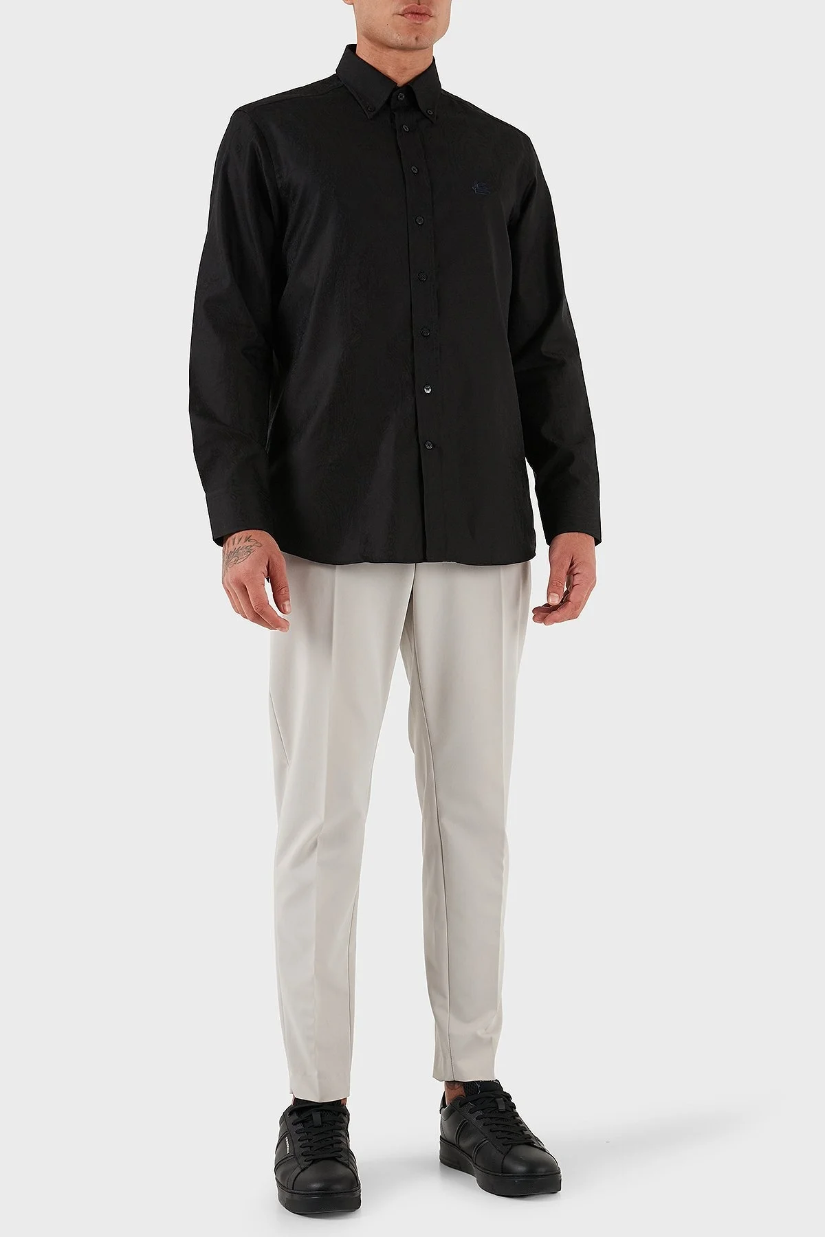 Etro Jakarlı % 100 Pamuk Regular Fit Düğmeli Yaka Erkek Gömlek MRIB0004 AQ043 N0000 SİYAH - 2