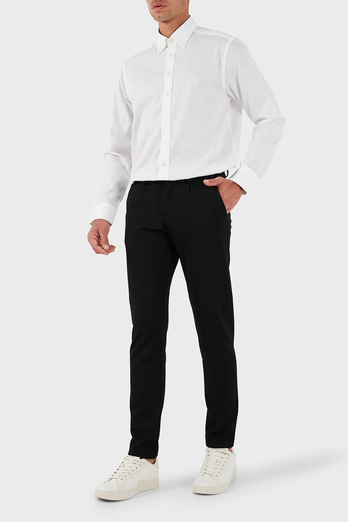 Etro Jakarlı % 100 Pamuk Regular Fit Düğmeli Yaka Erkek Gömlek MRIB0004 AQ043 W0800 BEYAZ - 2