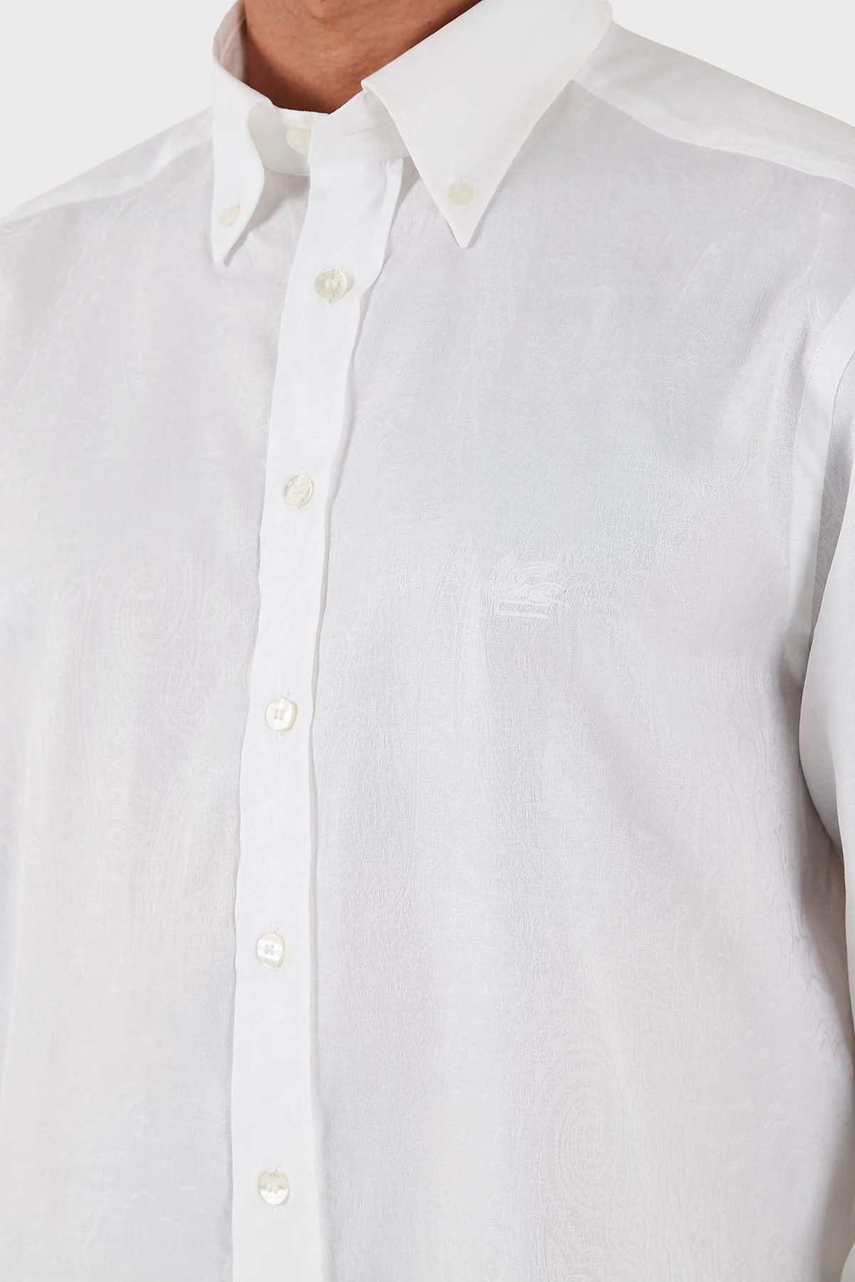 Etro Jakarlı % 100 Pamuk Regular Fit Düğmeli Yaka Erkek Gömlek MRIB0004 AQ043 W0800 BEYAZ - 6