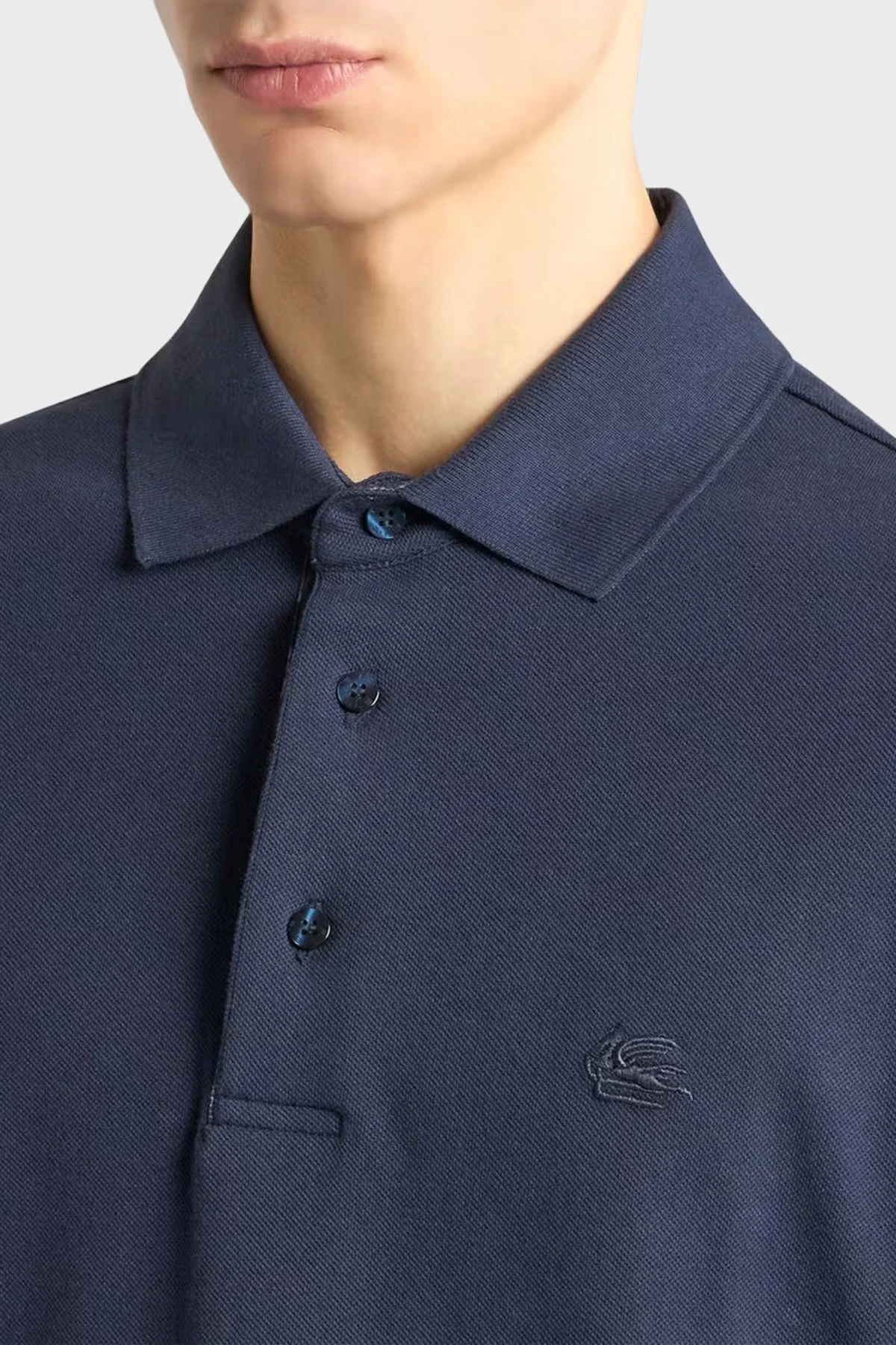 Etro Logolu % 100 Pamuk Regular Fit Düğmeli Polo Yaka Erkek Sweat MRMD0013 AJ264 B0387 LACİVERT - 3