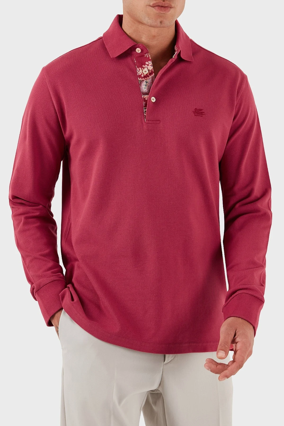 Etro Logolu % 100 Pamuk Regular Fit Düğmeli Polo Yaka Erkek Sweat MRMD0013 AJ264 R3484 FUŞYA - 1