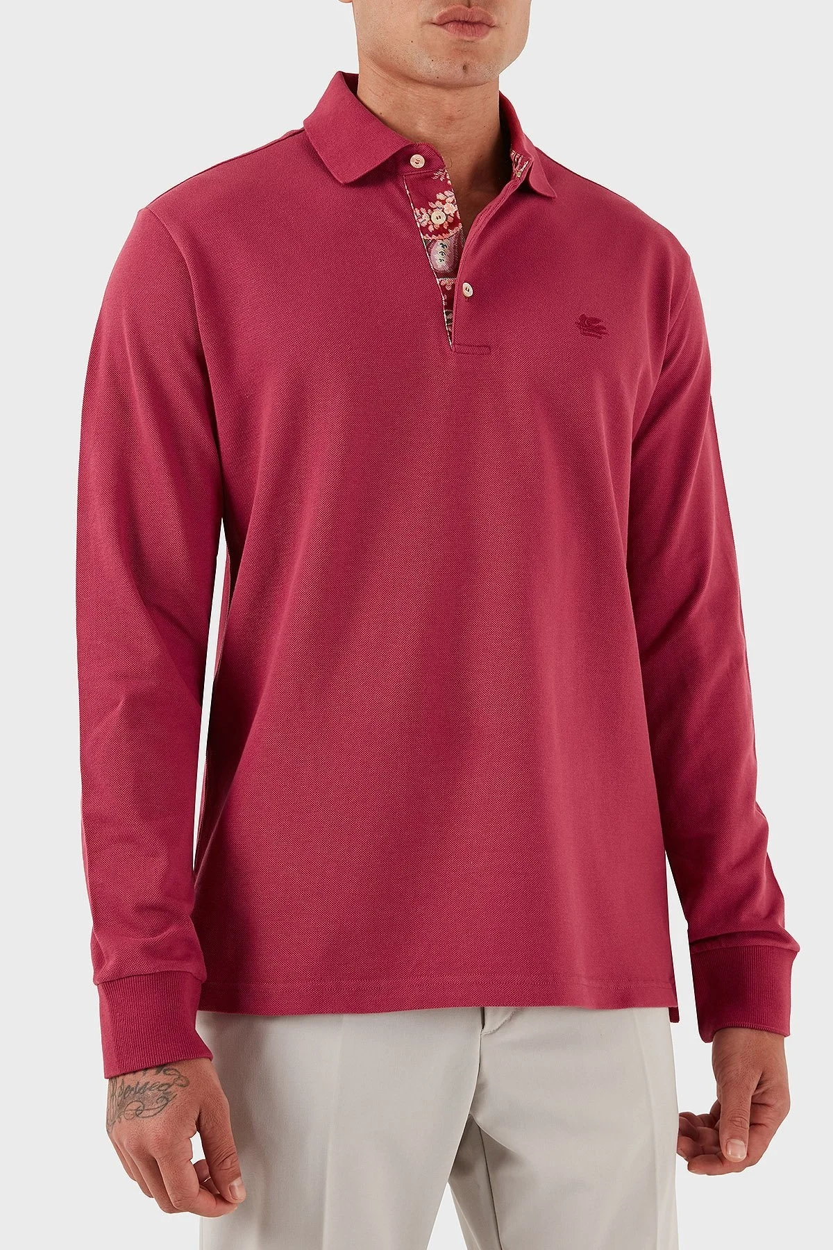 Etro Logolu % 100 Pamuk Regular Fit Düğmeli Polo Yaka Erkek Sweat MRMD0013 AJ264 R3484 FUŞYA - 3