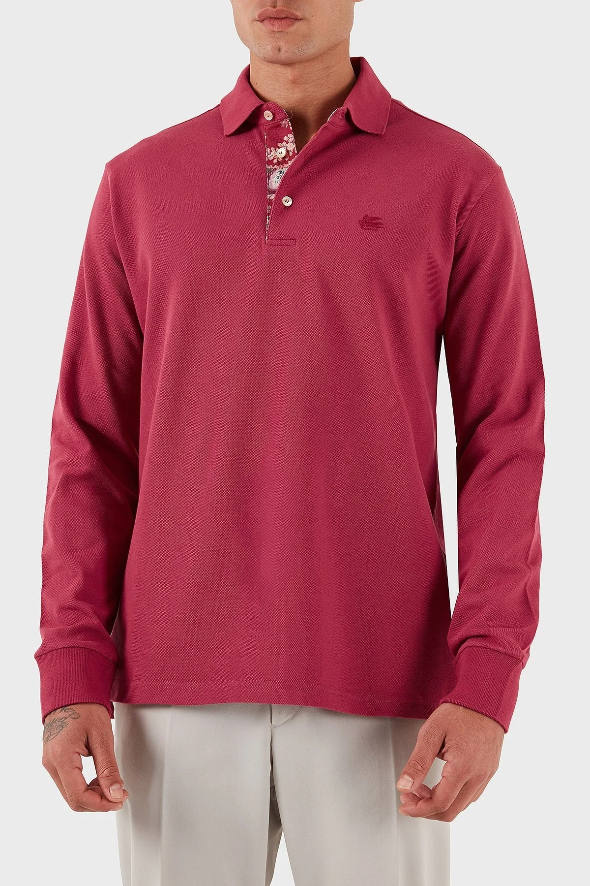 Etro Logolu % 100 Pamuk Regular Fit Düğmeli Polo Yaka Erkek Sweat MRMD0013 AJ264 R3484 FUŞYA - 4