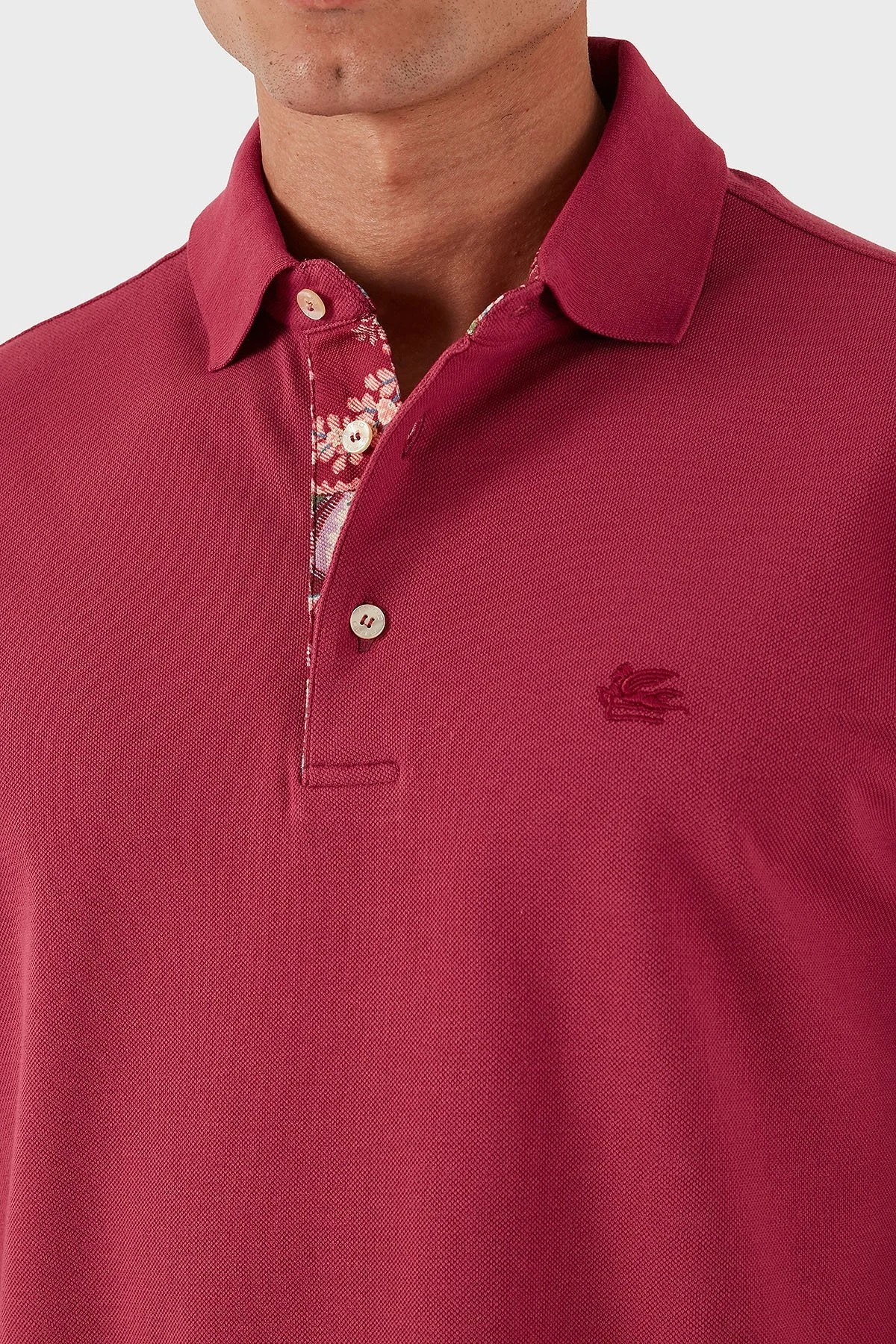 Etro Logolu % 100 Pamuk Regular Fit Düğmeli Polo Yaka Erkek Sweat MRMD0013 AJ264 R3484 FUŞYA - 6