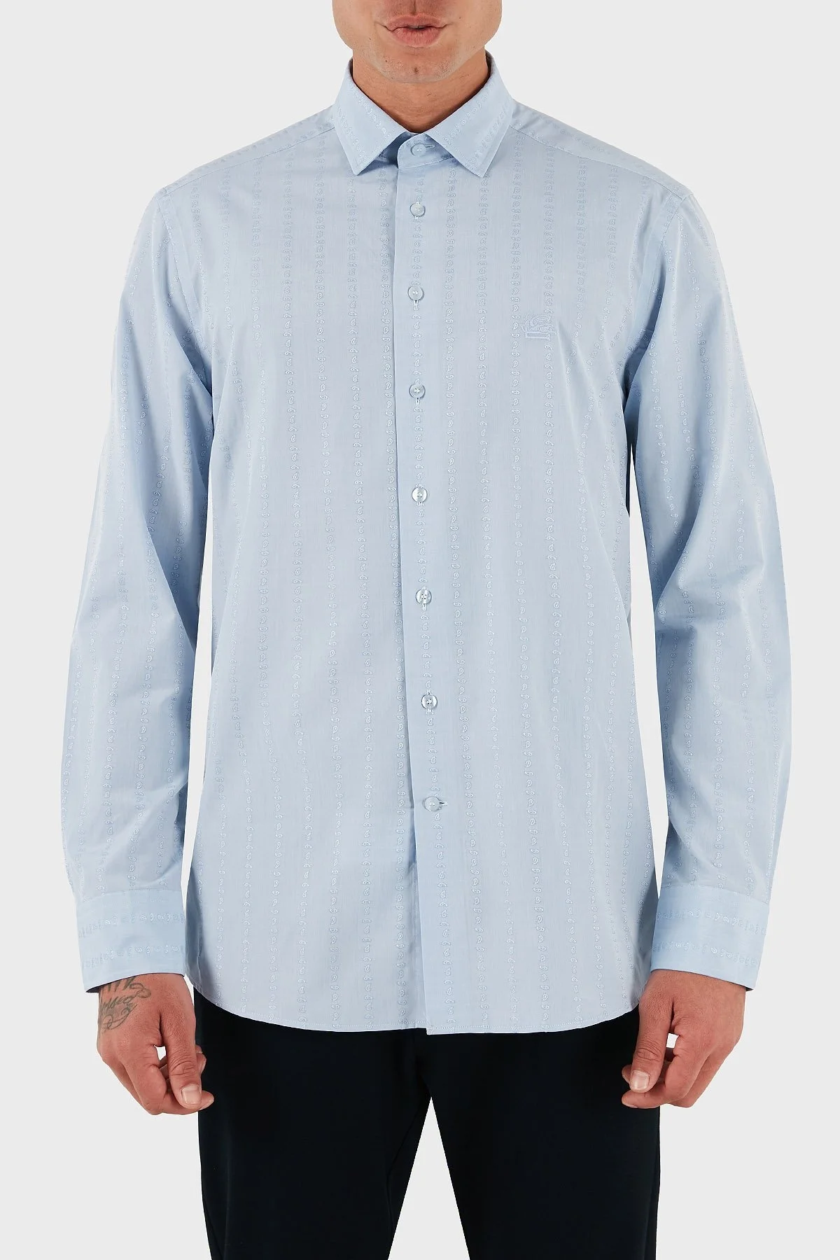 Etro Logolu % 100 Pamuk Regular Fit Uzun Kollu Erkek Gömlek MRIB000299 TR579 B0665 MAVİ - 1