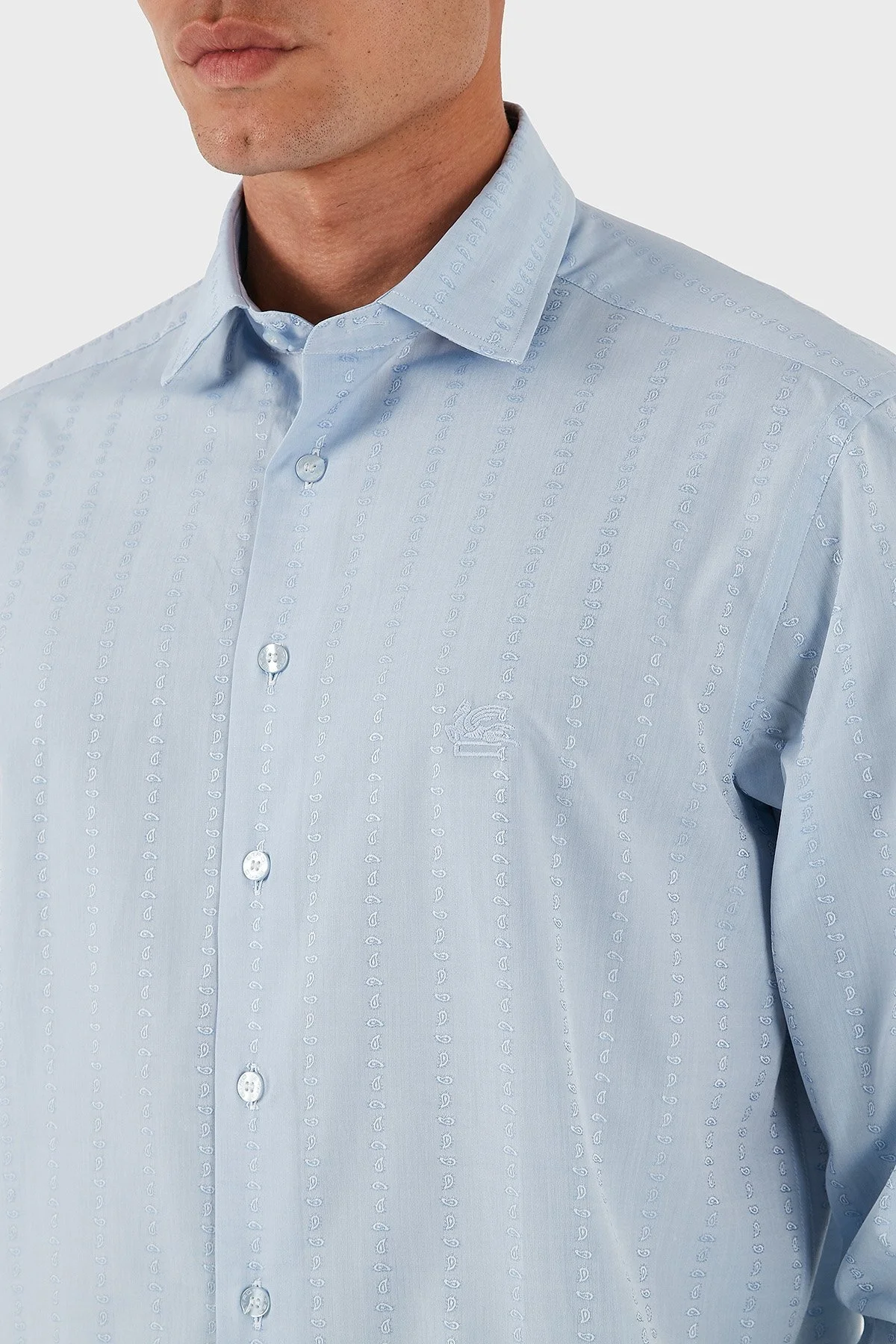 Etro Logolu % 100 Pamuk Regular Fit Uzun Kollu Erkek Gömlek MRIB000299 TR579 B0665 MAVİ - 6