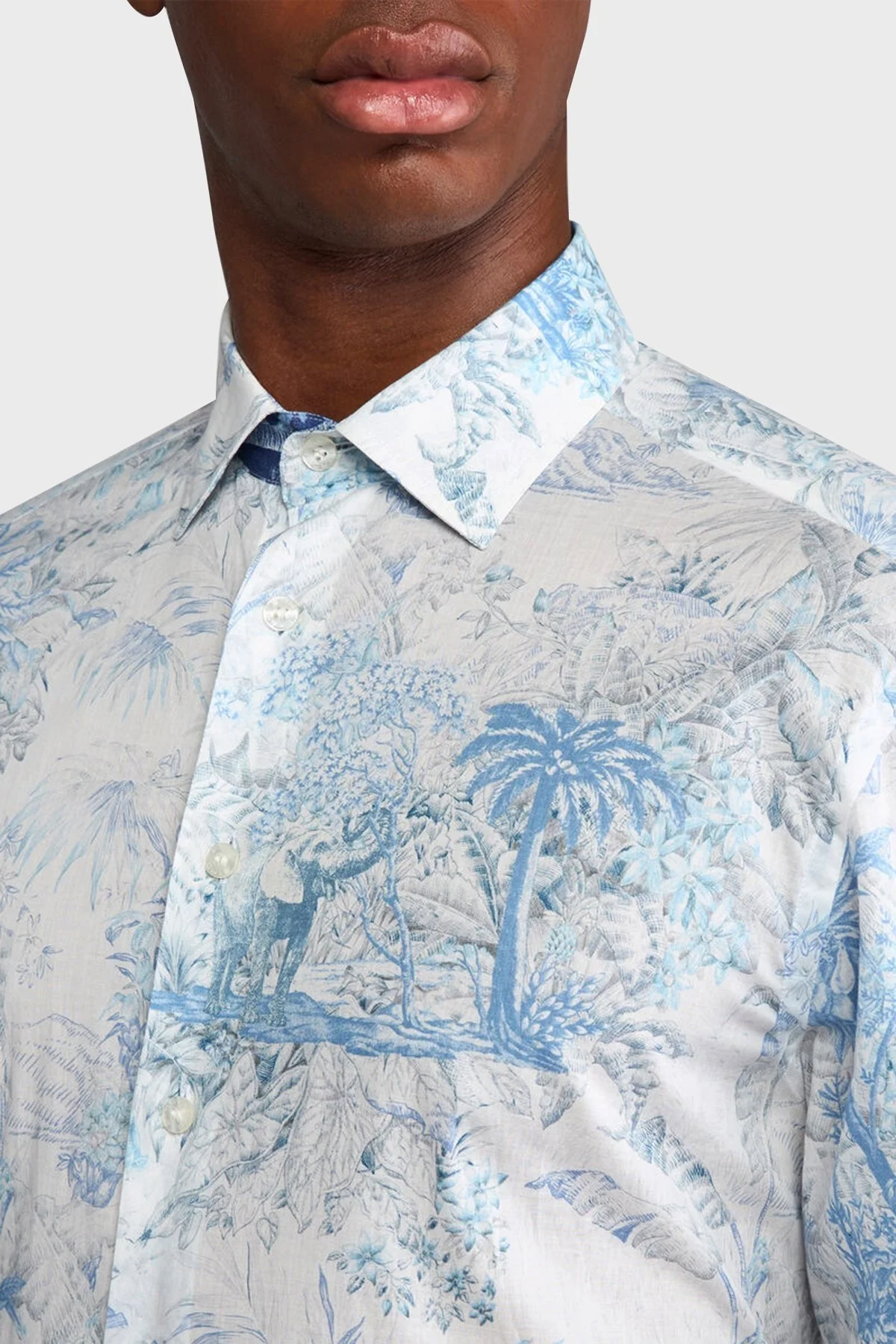 Etro Safari Desenli % 100 Pamuk Regular Fit Erkek Gömlek MRIB000199 SA5F4 X0883 MAVİ-BEYAZ - 9