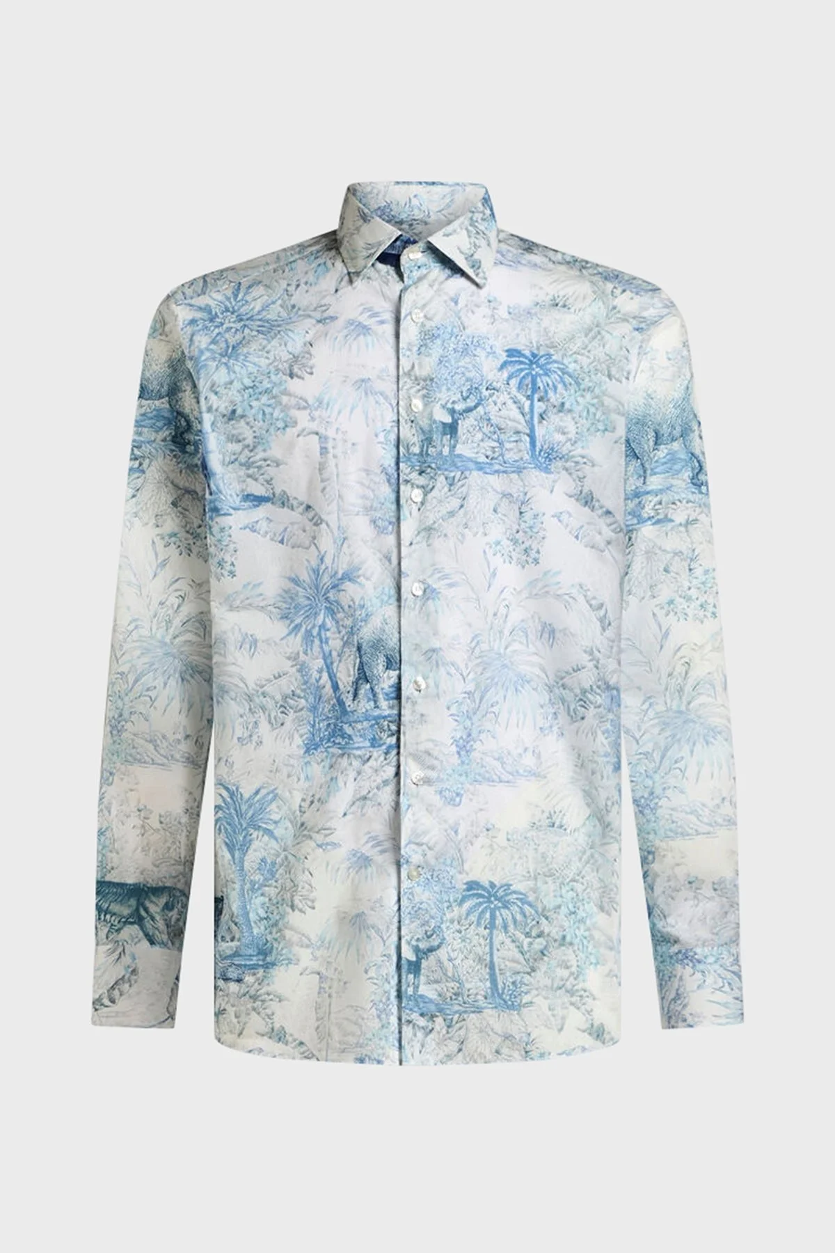 Etro Safari Desenli % 100 Pamuk Regular Fit Erkek Gömlek MRIB000199 SA5F4 X0883 MAVİ-BEYAZ - 10