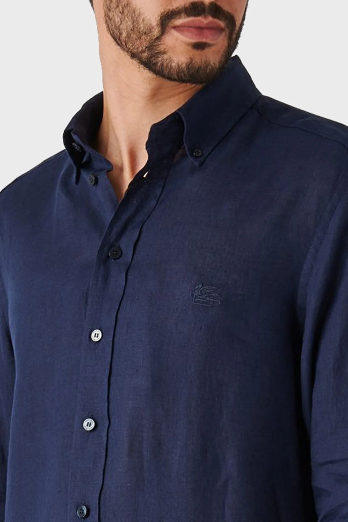 Etro Streç Pamuklu Regular Fit Düğmeli Yaka Erkek Gömlek MRIB0002 AV607 B0339 LACİVERT - 5