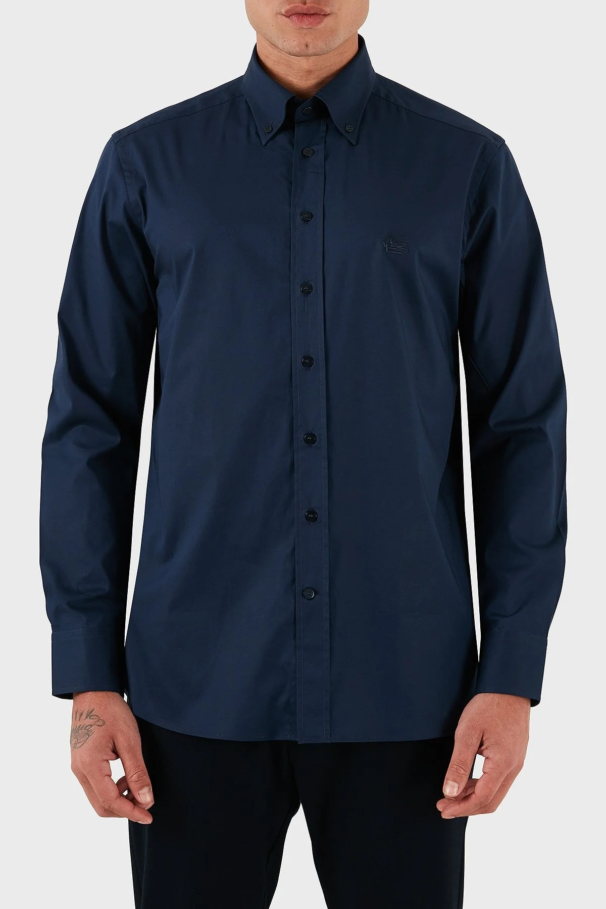 Etro Streç Pamuklu Regular Fit Düğmeli Yaka Erkek Gömlek MRIB0004 AV607 B0339 LACİVERT - 1
