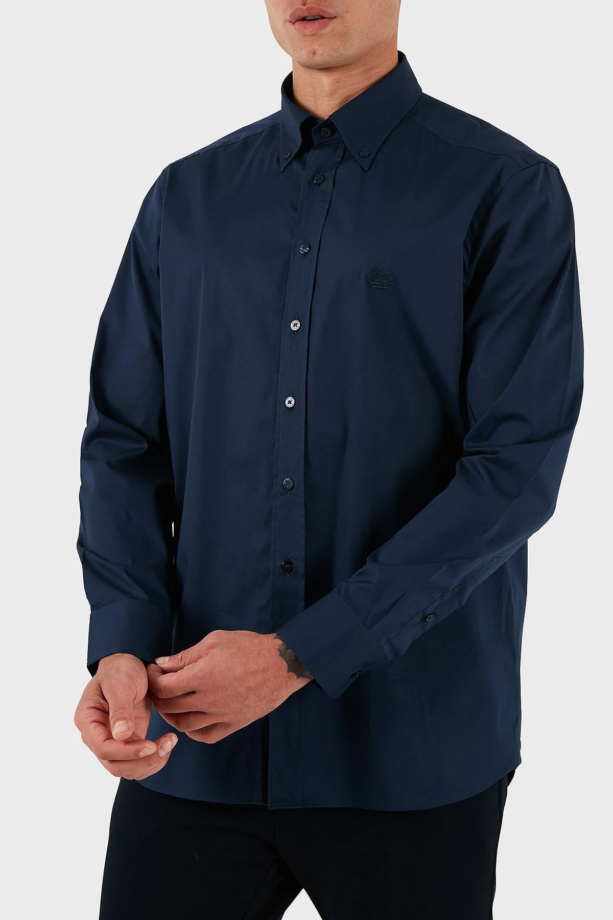 Etro Streç Pamuklu Regular Fit Düğmeli Yaka Erkek Gömlek MRIB0004 AV607 B0339 LACİVERT - 4