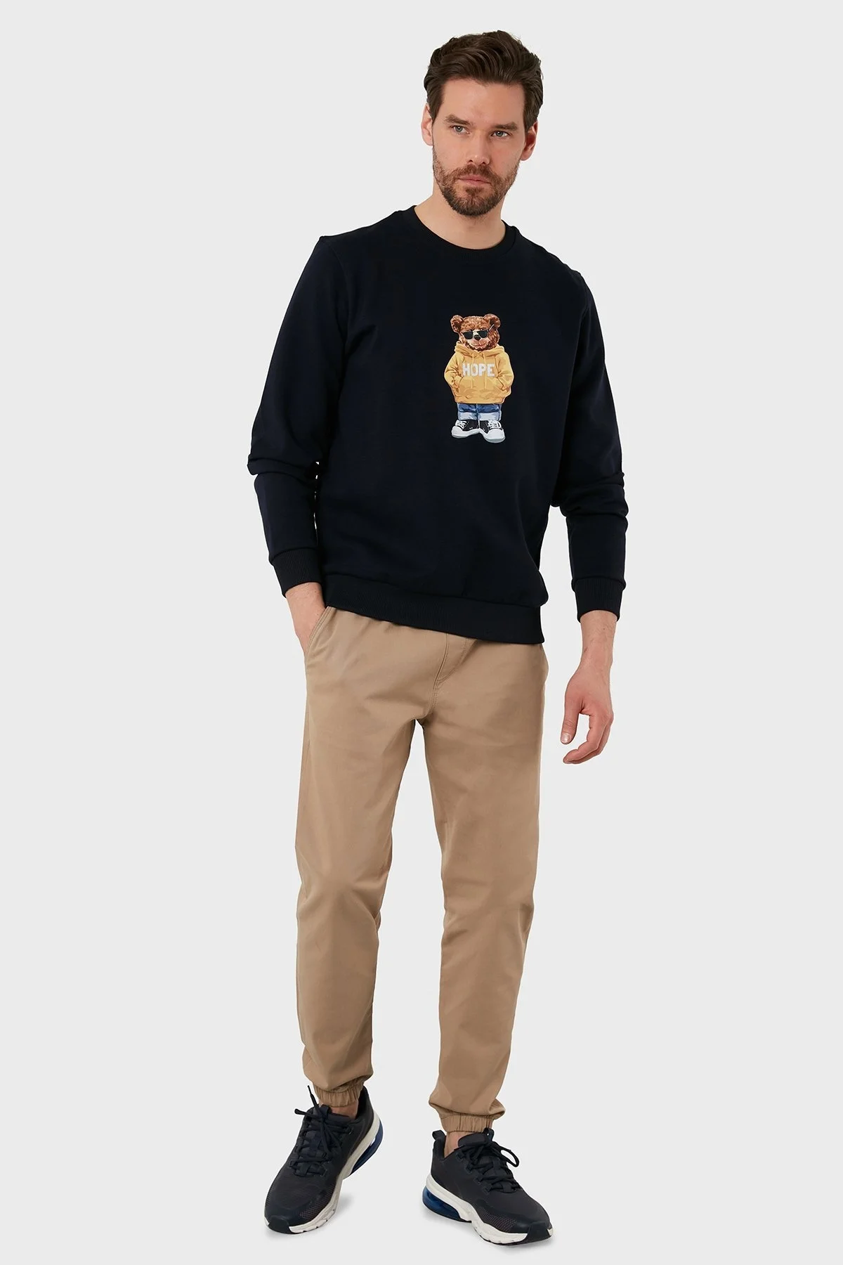 Exxe Baskılı Regular Fit Bisiklet Yaka Pamuklu Erkek Sweat 6141002 LACİVERT - 3