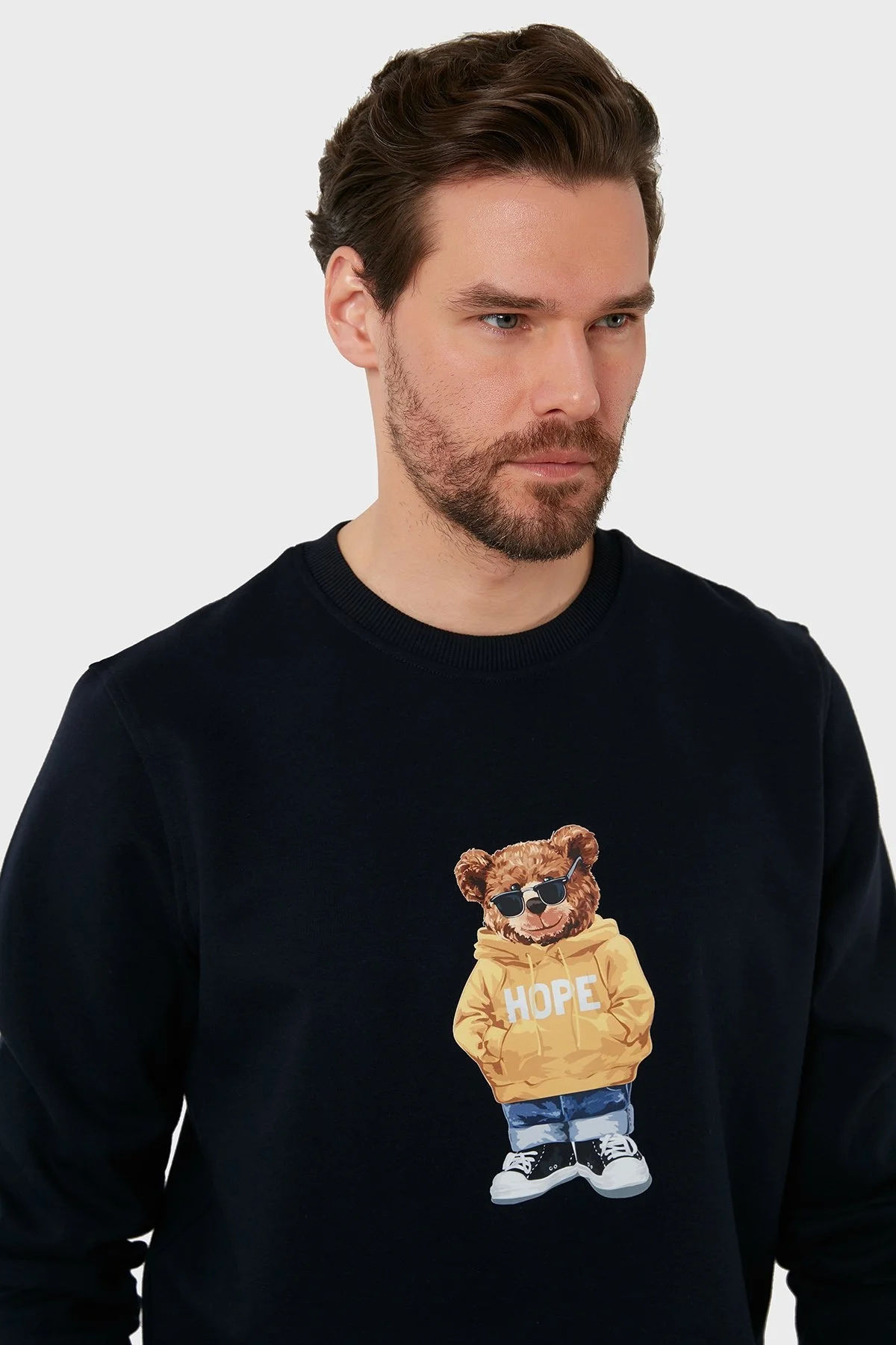 Exxe Baskılı Regular Fit Bisiklet Yaka Pamuklu Erkek Sweat 6141002 LACİVERT - 4