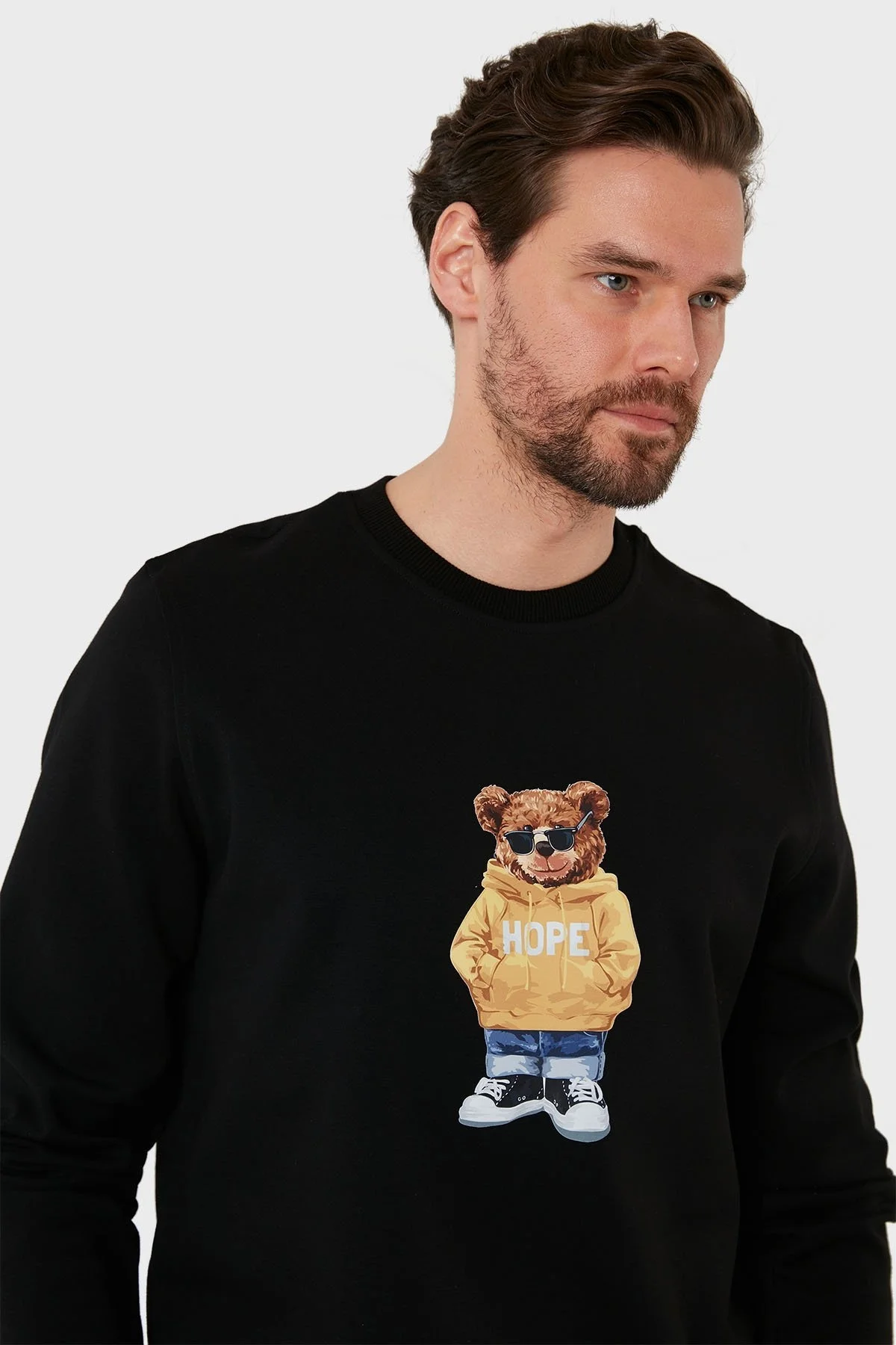 Exxe Baskılı Regular Fit Bisiklet Yaka Pamuklu Erkek Sweat 6141002 SİYAH - 4