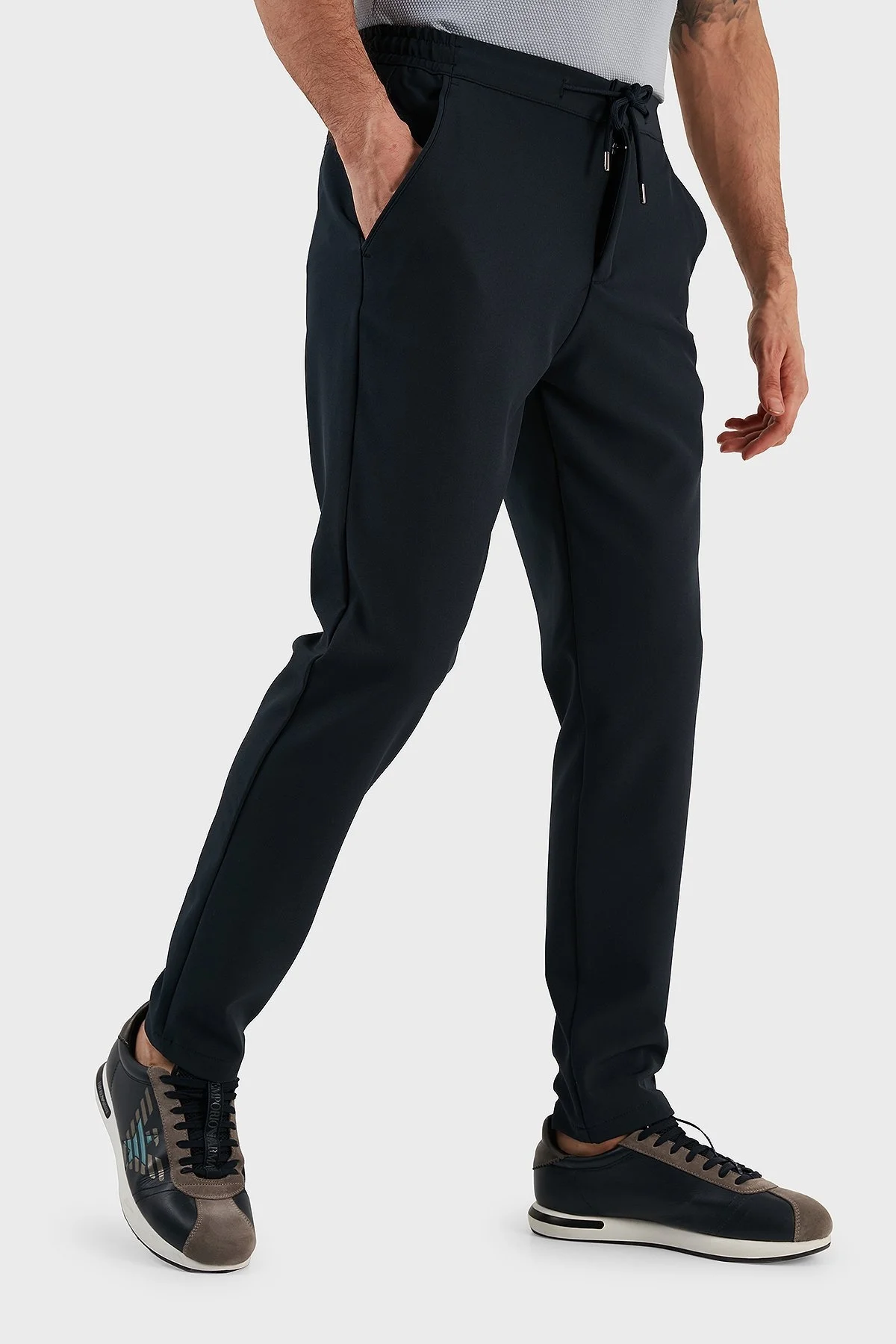 Exxe Belden Bağlamalı Cepli Normal Bel Düz Paça Regular Fit Erkek Pantolon 630GBT19 LACİVERT - 4