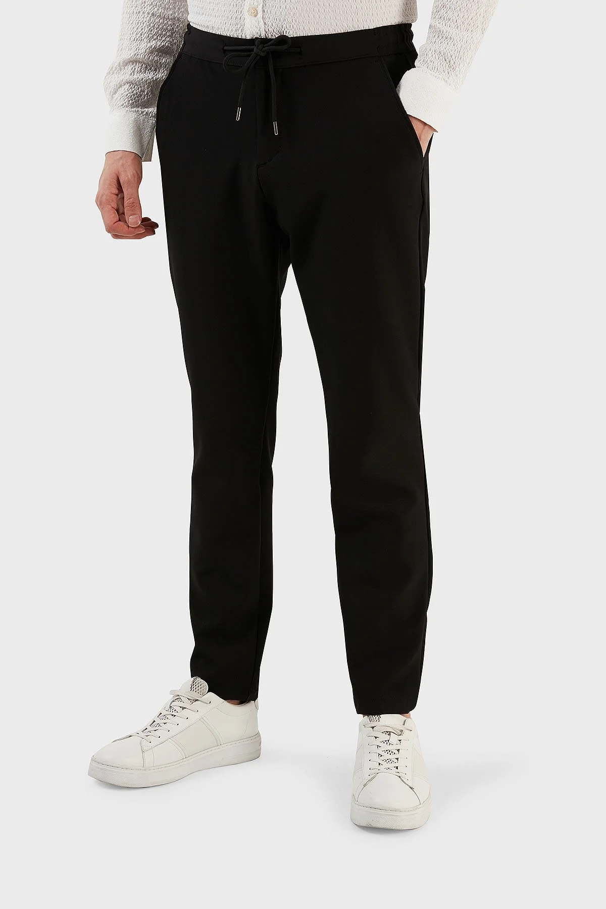 Exxe Belden Bağlamalı Cepli Normal Bel Düz Paça Regular Fit Erkek Pantolon 630GBT19 SİYAH - 4