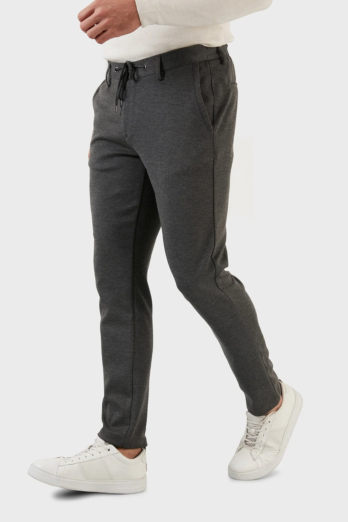 Exxe Belden Bağlamalı Normal Bel Slim Fit Erkek Pantolon 630GBK01 ANTRASİT - 3