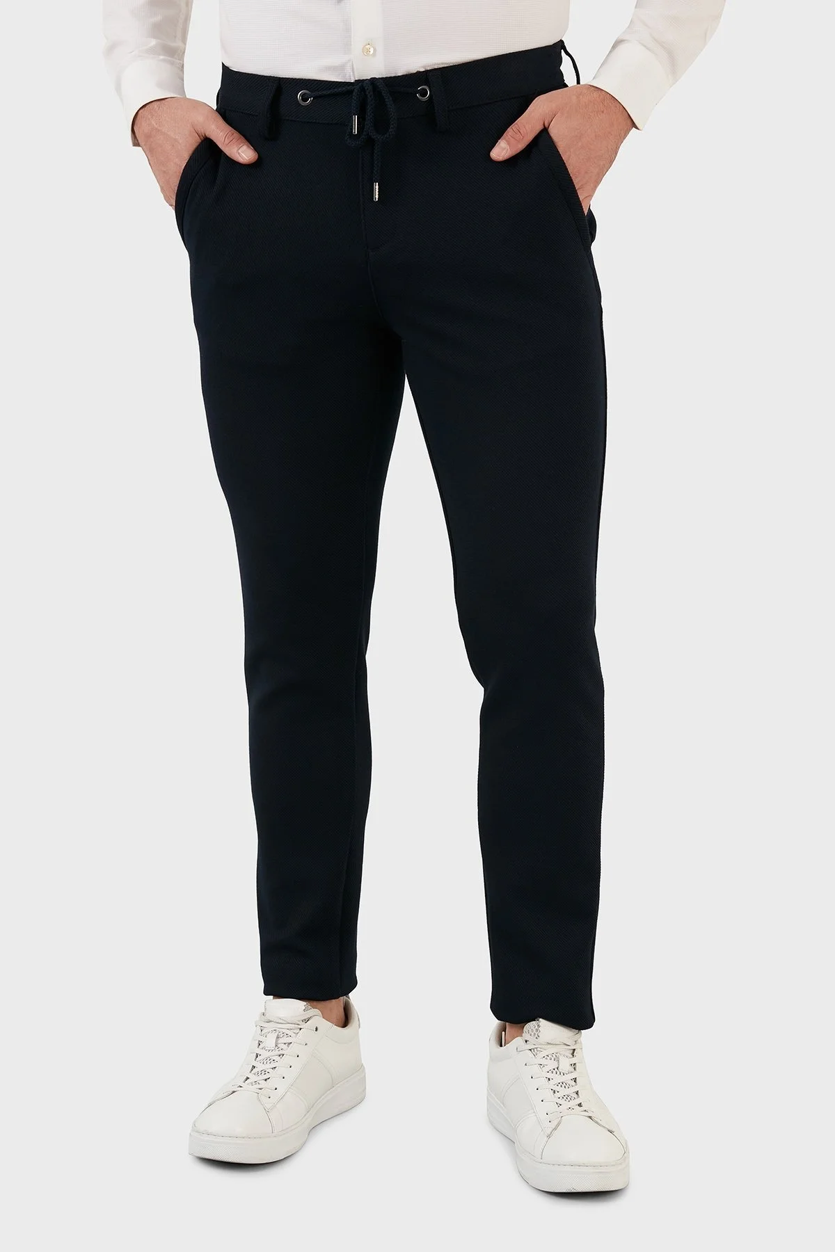 Exxe Belden Bağlamalı Normal Bel Slim Fit Erkek Pantolon 630GBK01 LACİVERT - 1