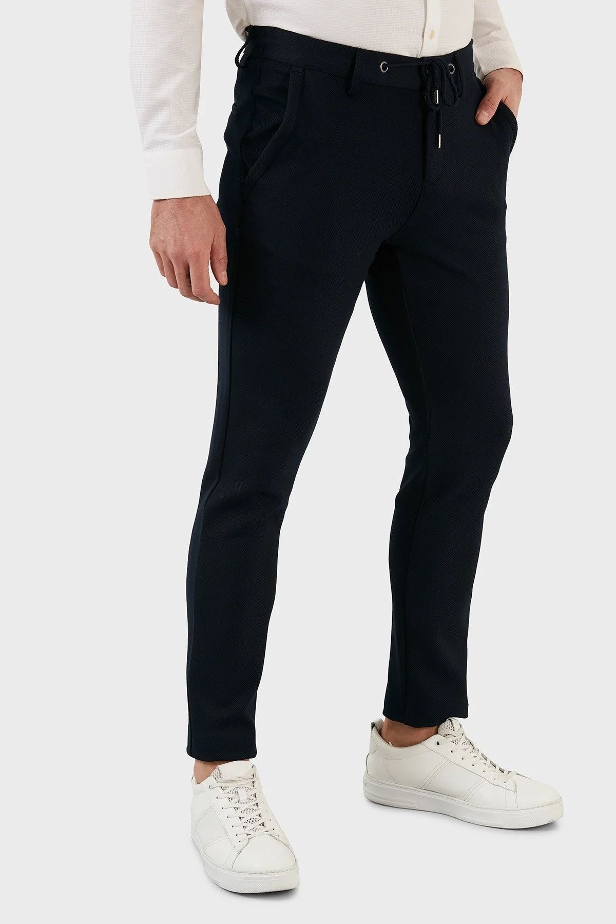 Exxe Belden Bağlamalı Normal Bel Slim Fit Erkek Pantolon 630GBK01 LACİVERT - 3