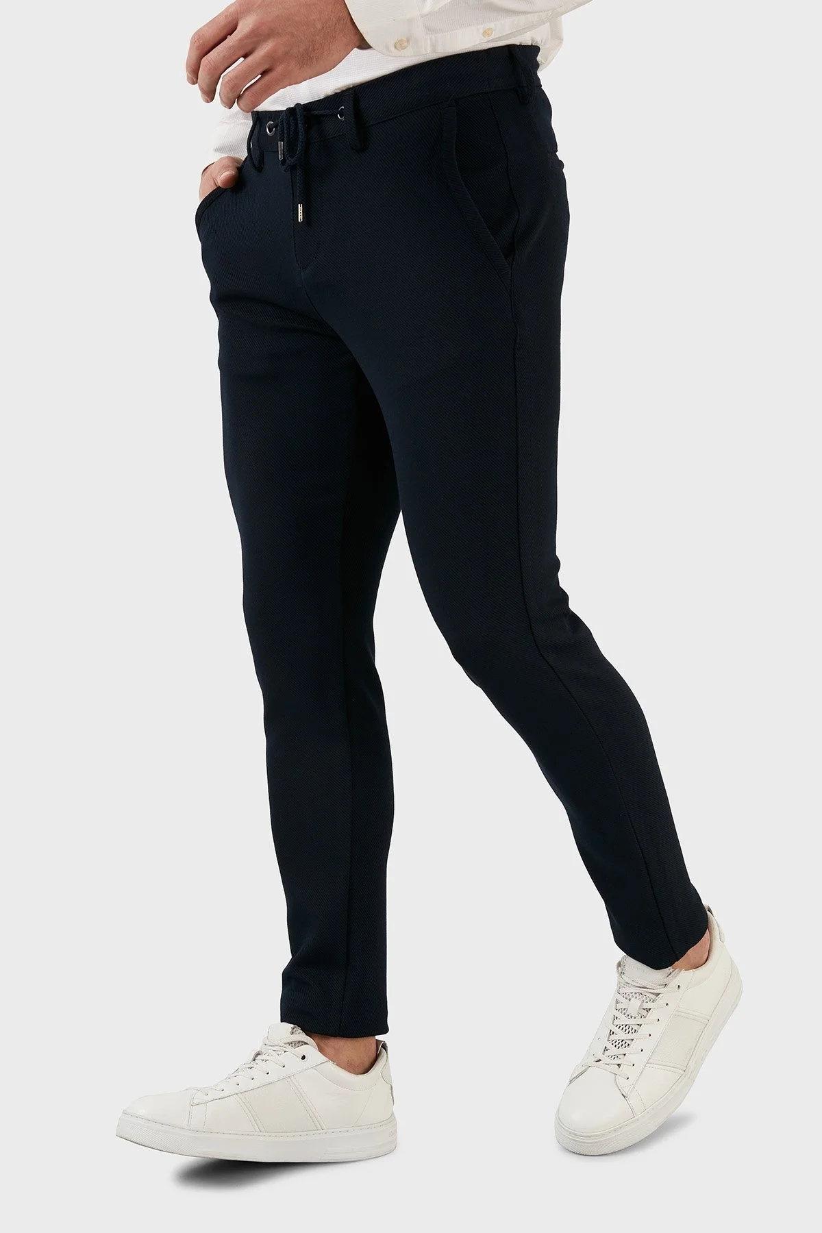 Exxe Belden Bağlamalı Normal Bel Slim Fit Erkek Pantolon 630GBK01 LACİVERT - 4