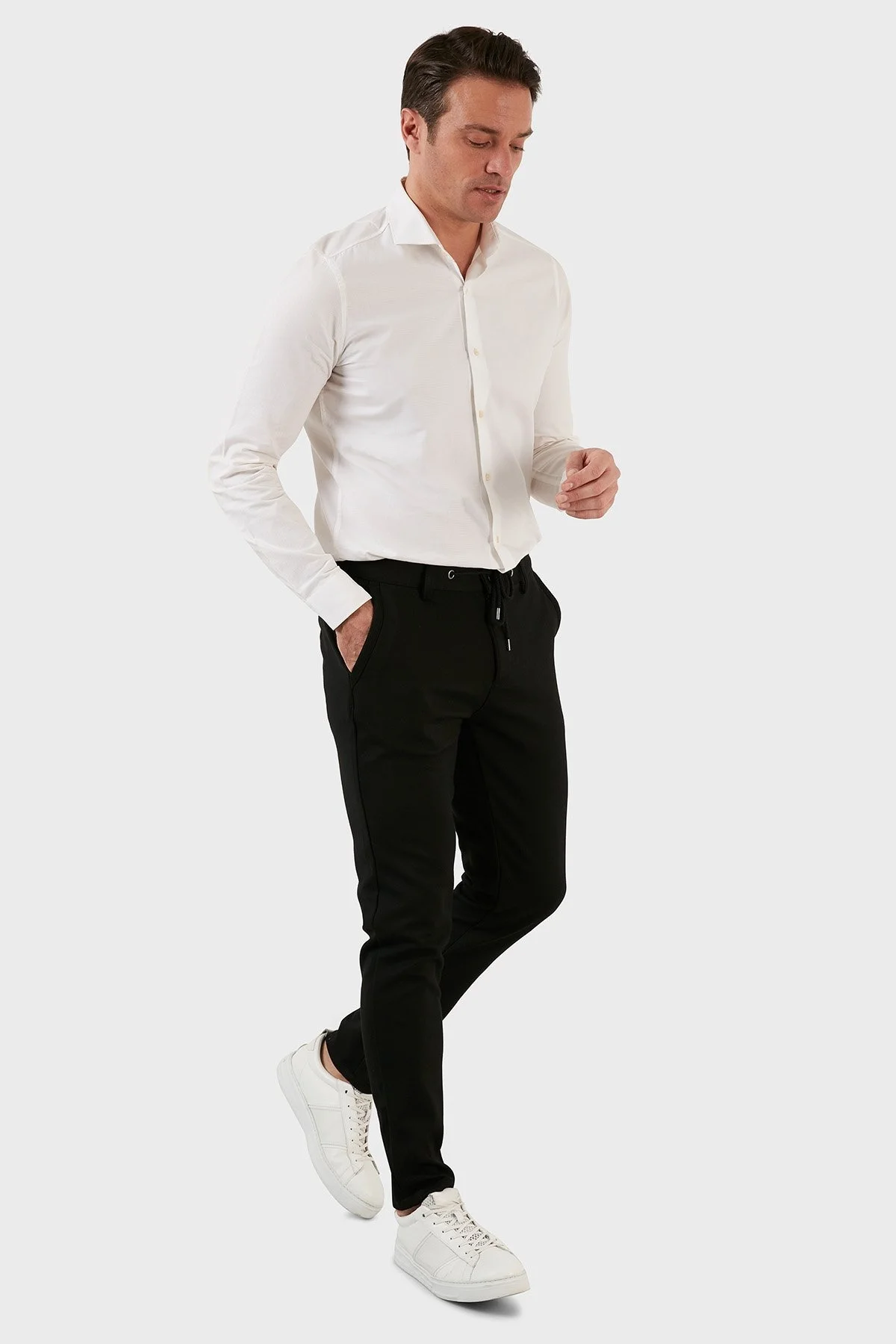 Exxe Belden Bağlamalı Normal Bel Slim Fit Erkek Pantolon 630GBK01 SİYAH - 2