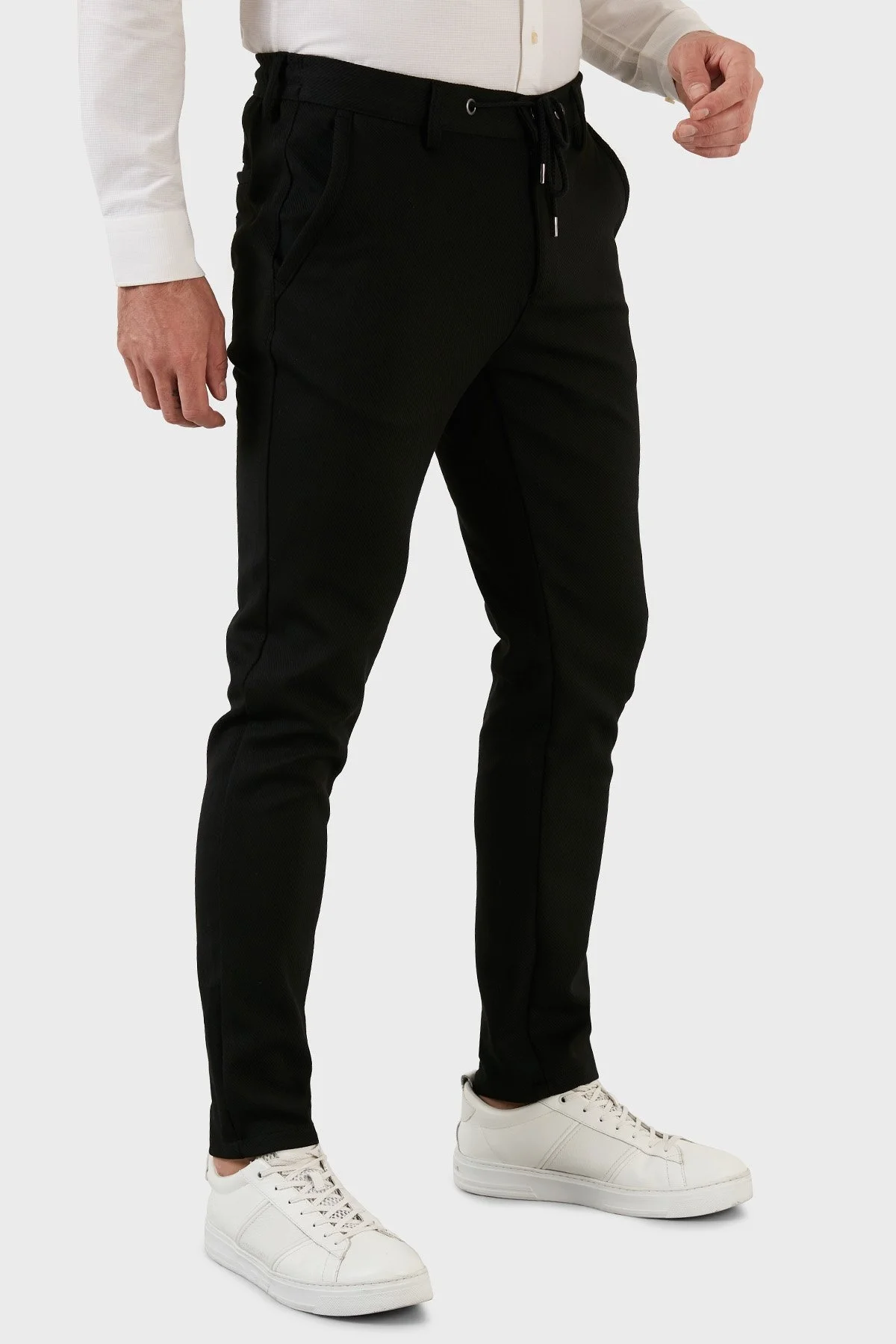 Exxe Belden Bağlamalı Normal Bel Slim Fit Erkek Pantolon 630GBK01 SİYAH - 4
