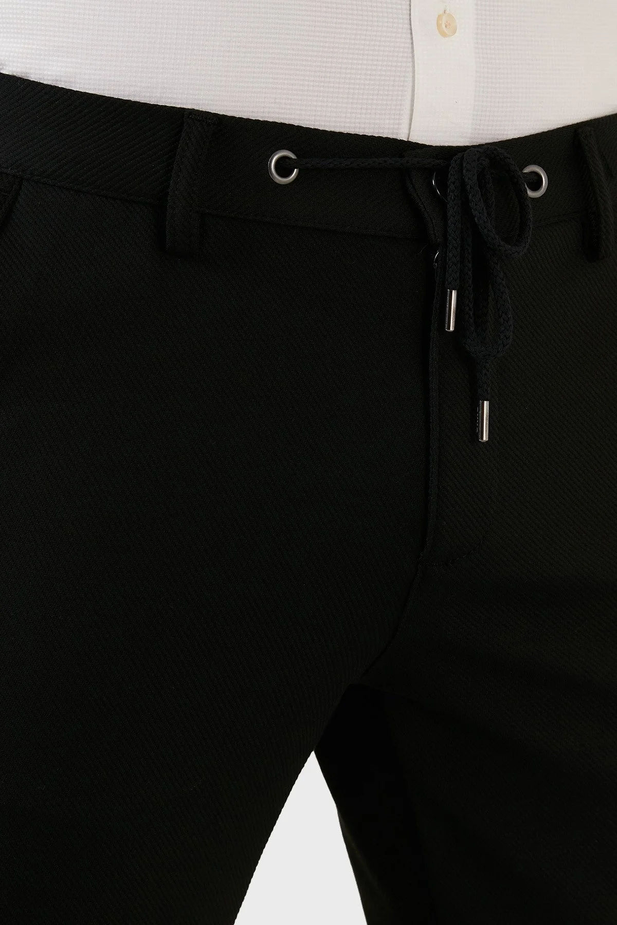 Exxe Belden Bağlamalı Normal Bel Slim Fit Erkek Pantolon 630GBK01 SİYAH - 5