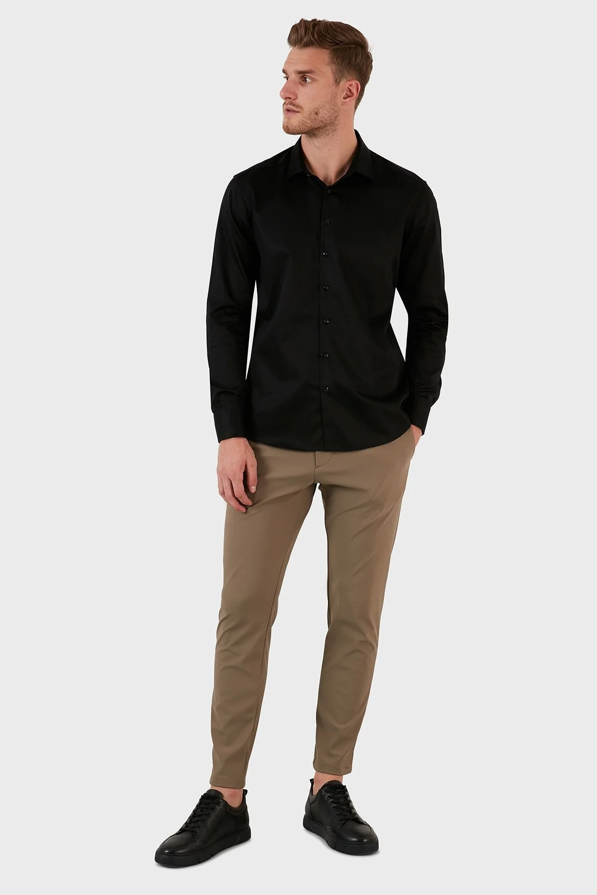 Exxe Belden Bağlamalı Regular Fit Chino Erkek Pantolon 630GBK10 BEJ - 1