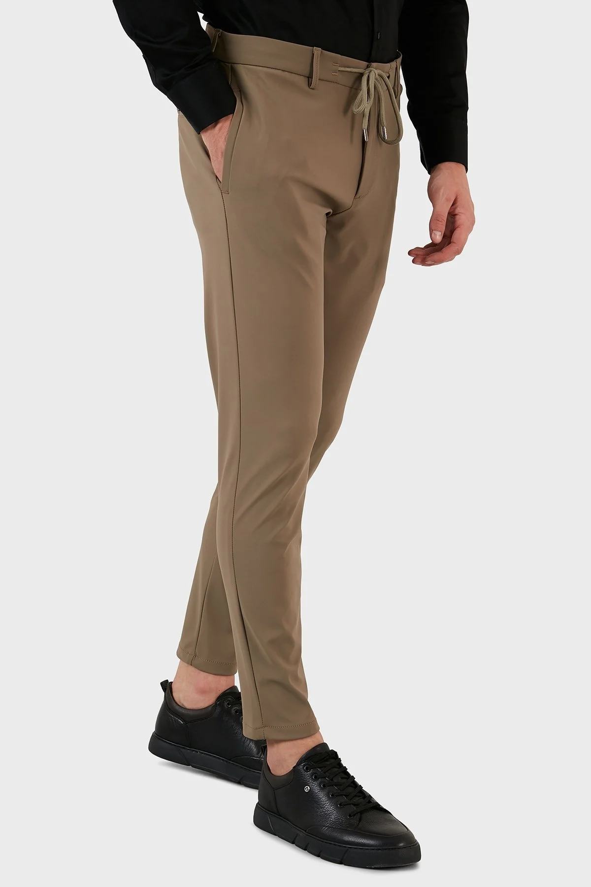 Exxe Belden Bağlamalı Regular Fit Chino Erkek Pantolon 630GBK10 BEJ - 4