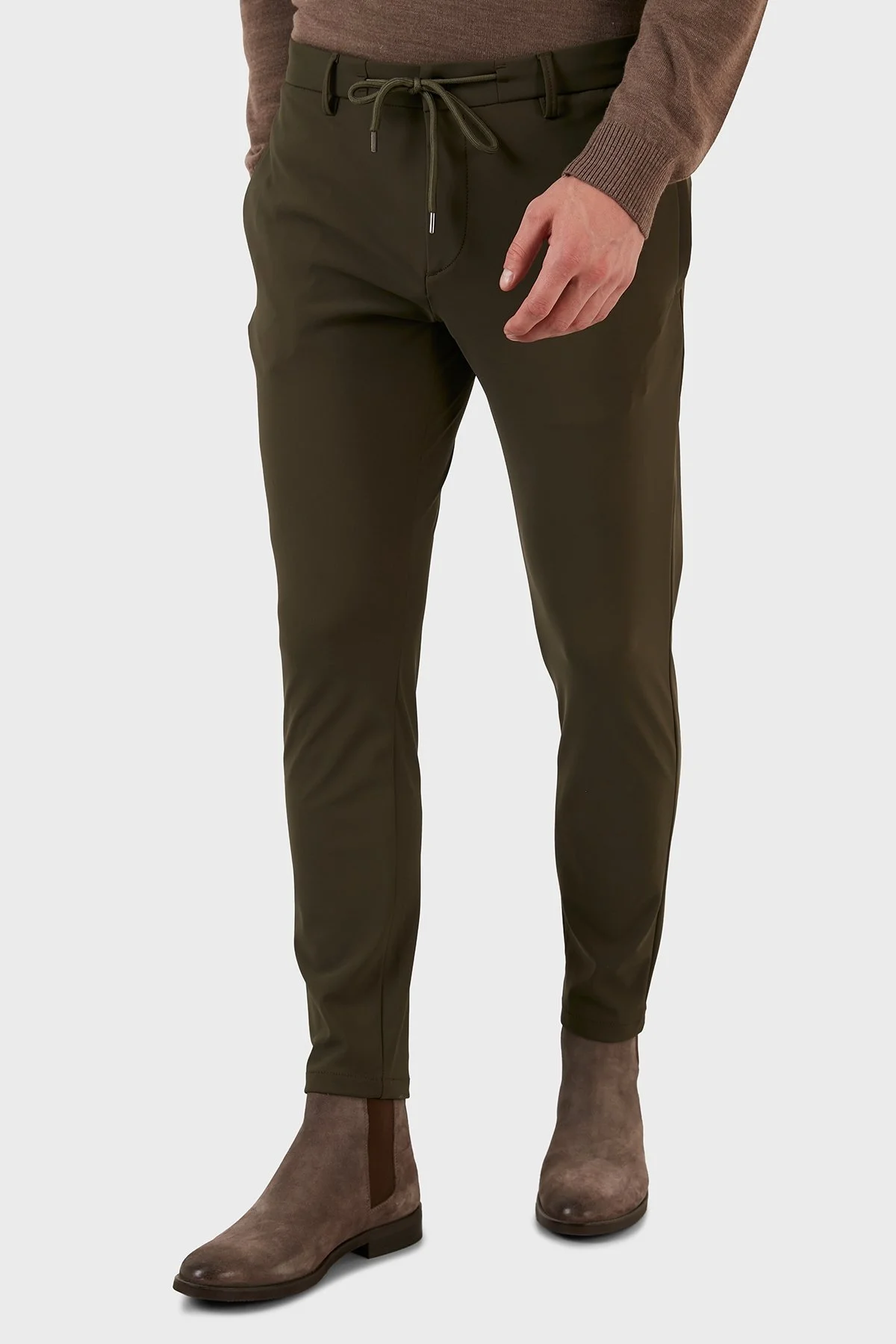 Exxe Belden Bağlamalı Regular Fit Chino Erkek Pantolon 630GBK10 HAKİ - 2
