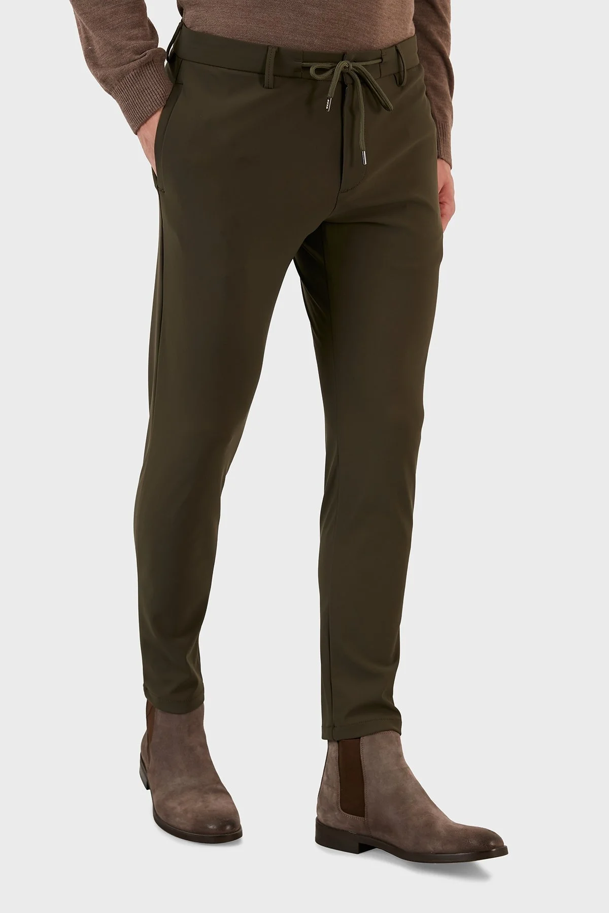 Exxe Belden Bağlamalı Regular Fit Chino Erkek Pantolon 630GBK10 HAKİ - 3