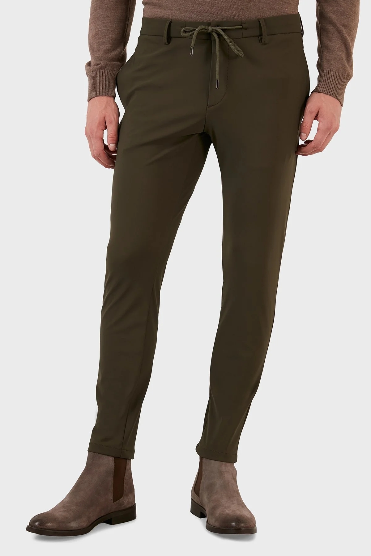 Exxe Belden Bağlamalı Regular Fit Chino Erkek Pantolon 630GBK10 HAKİ - 4
