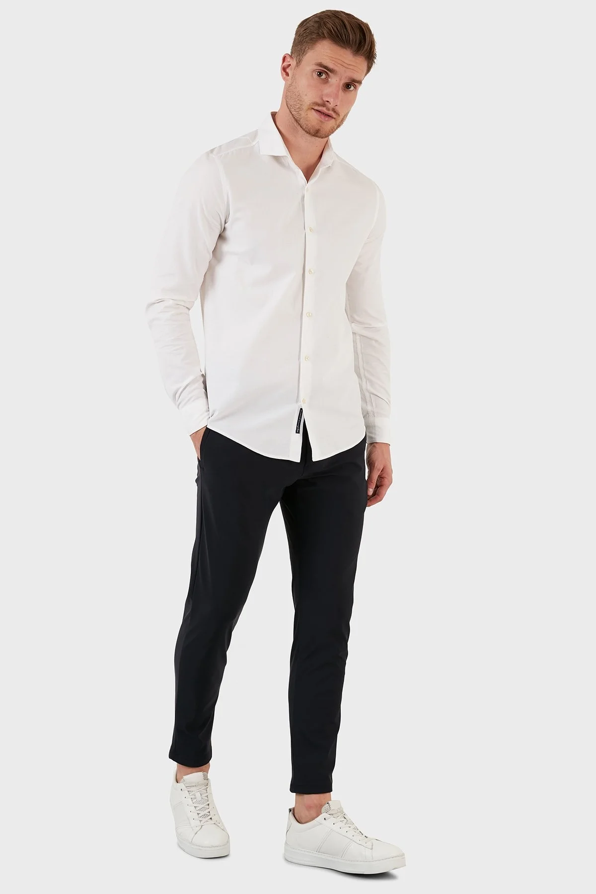 Exxe Belden Bağlamalı Regular Fit Chino Erkek Pantolon 630GBK10 LACİVERT - 1