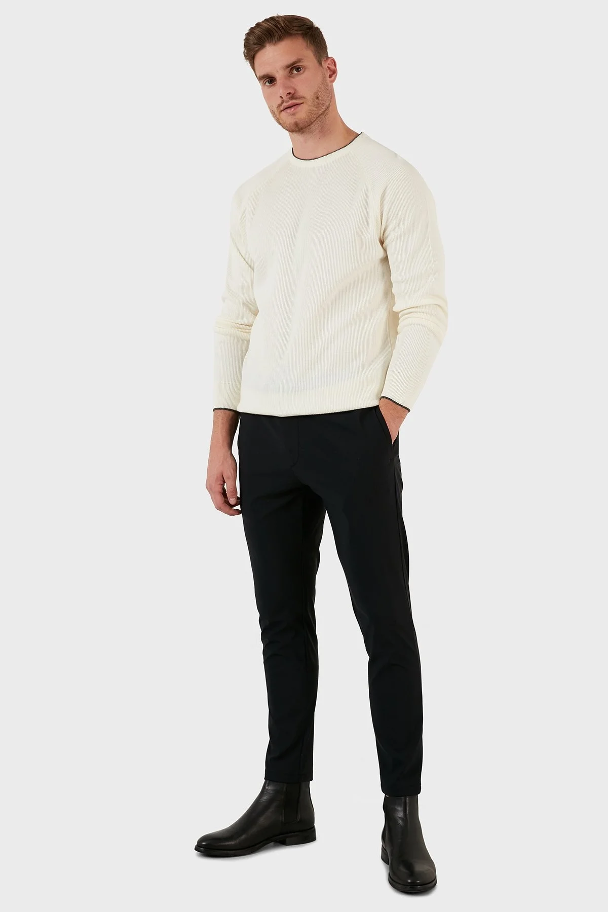 Exxe Belden Bağlamalı Regular Fit Chino Erkek Pantolon 630GBK10 SİYAH - 1