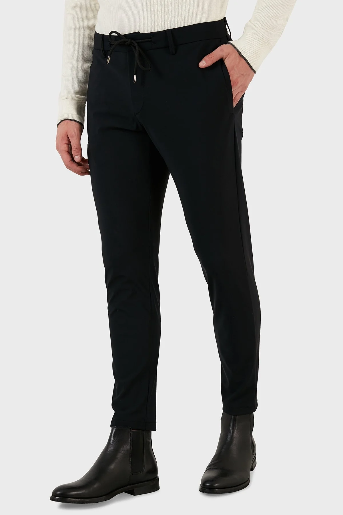 Exxe Belden Bağlamalı Regular Fit Chino Erkek Pantolon 630GBK10 SİYAH - 4