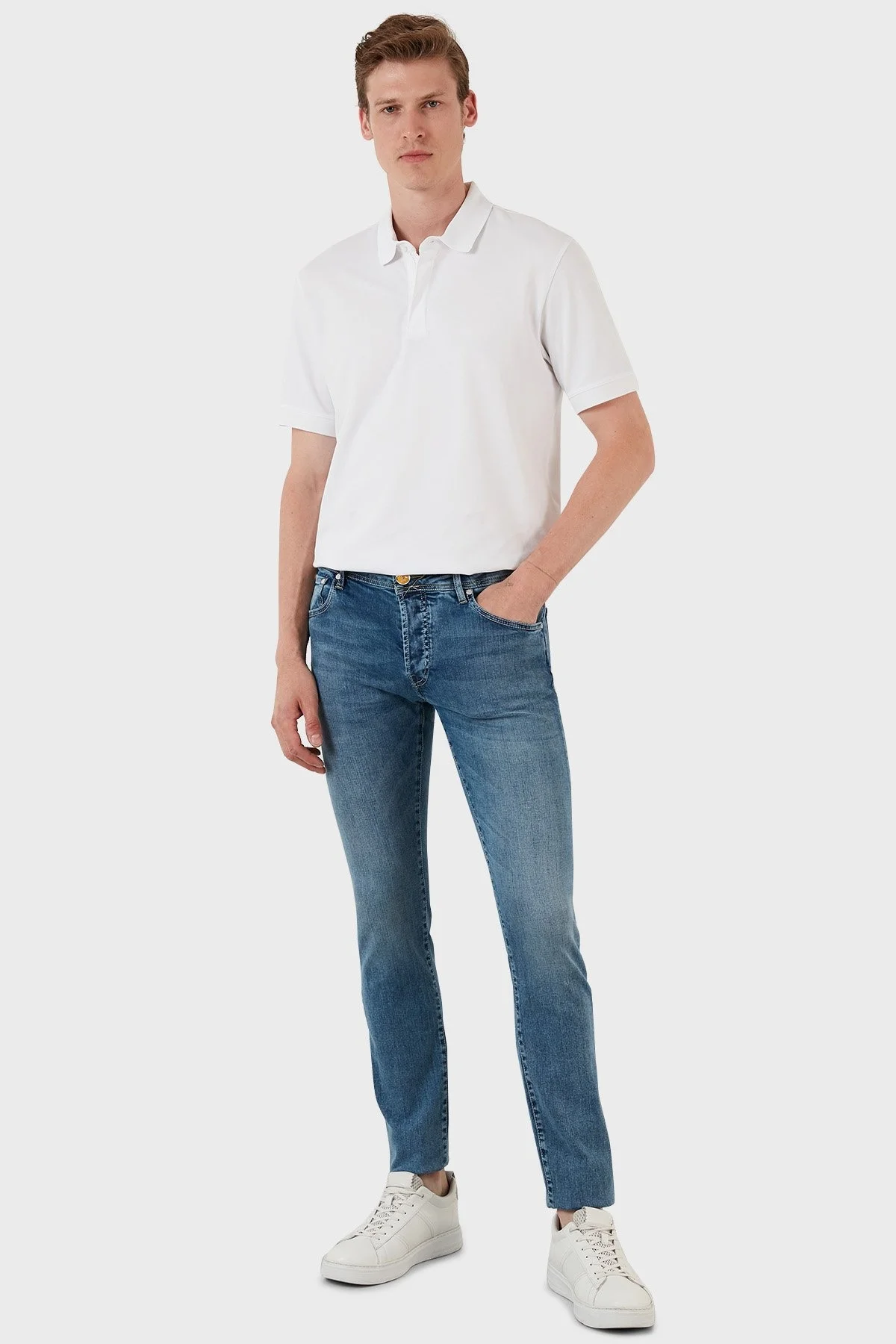 Exxe Normal Bel Slim Fit Pamuklu Jeans Erkek Kot Pantolon 629J018001 AÇIK MAVİ - 8