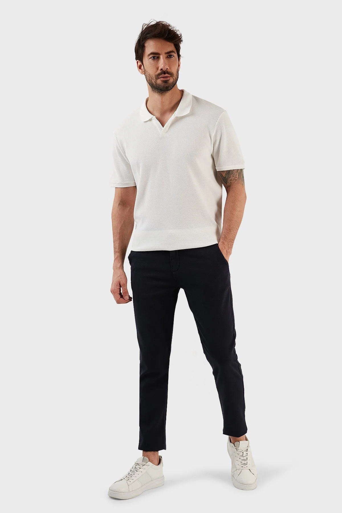 Exxe Pamuk Karışımlı Belden Bağlamalı Normal Bel Düz Paça Regular Fit Erkek Pantolon 630JORUNA LACİVERT - 1