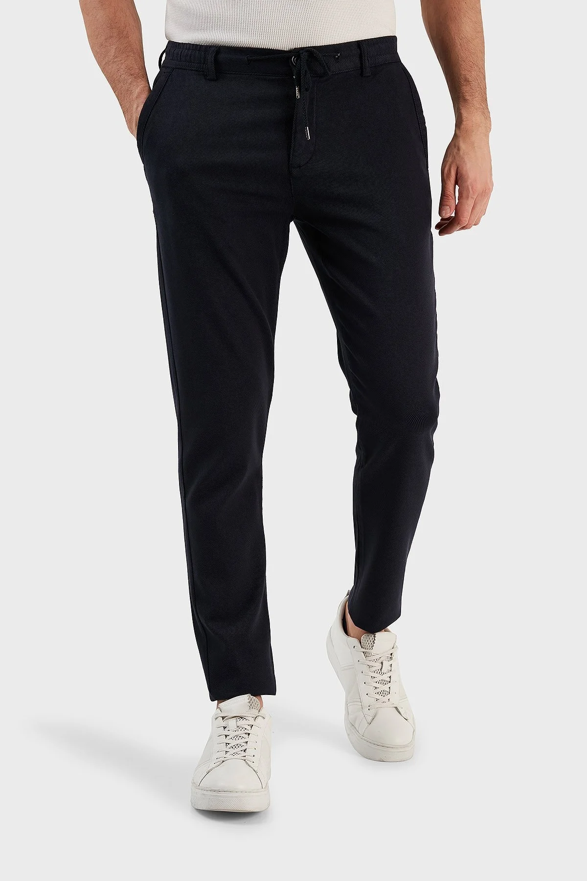 Exxe Pamuk Karışımlı Belden Bağlamalı Normal Bel Düz Paça Regular Fit Erkek Pantolon 630JORUNA LACİVERT - 2